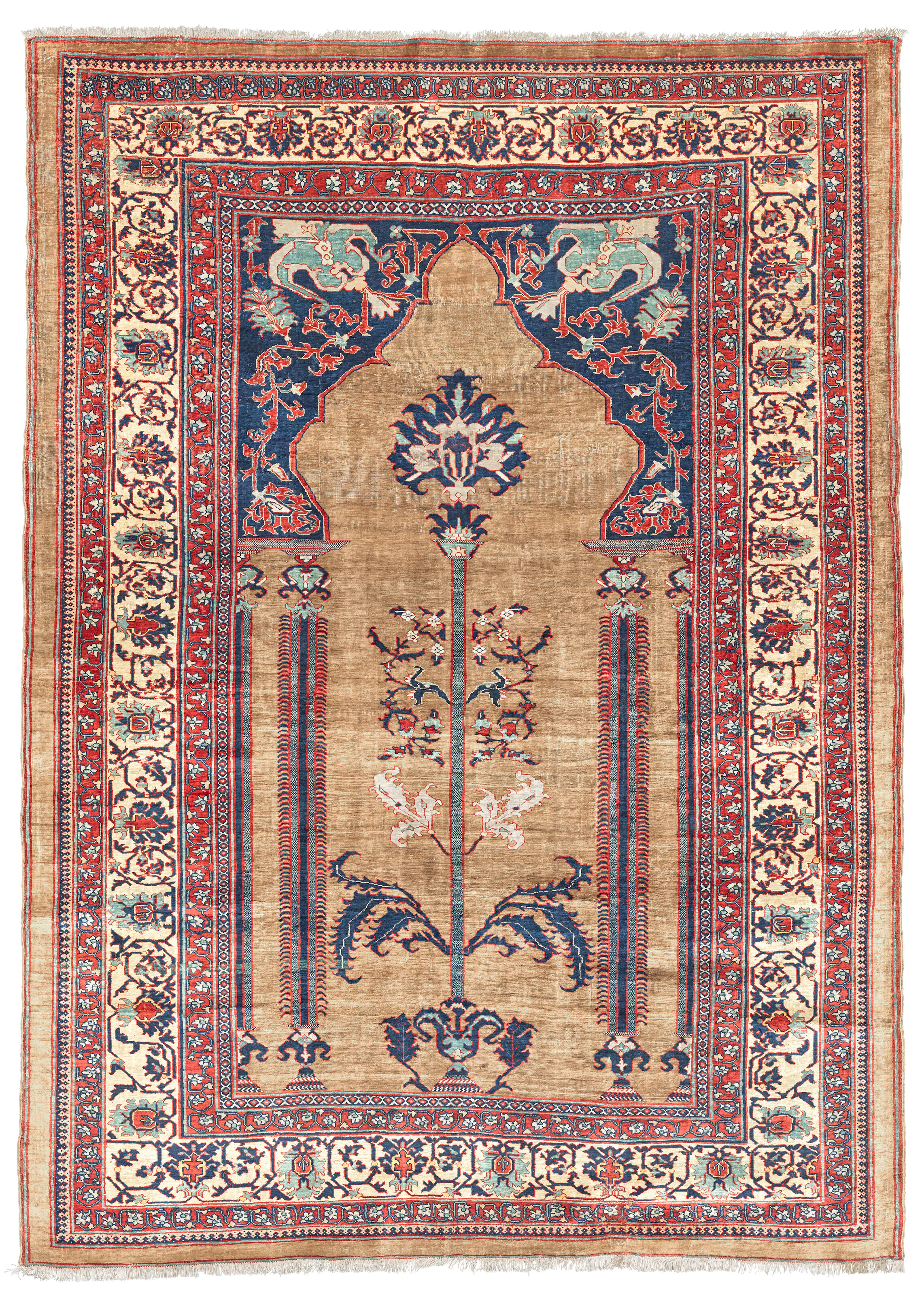 A Silk Heriz Prayer Rug