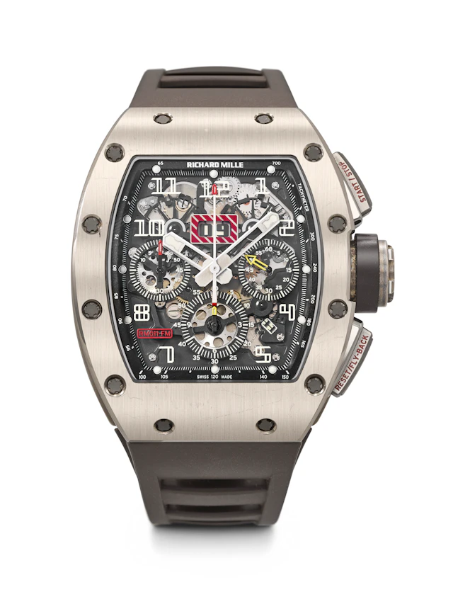 Richard Mille. A Sporty Titanium and 18K White Gold Tonneau-Shaped