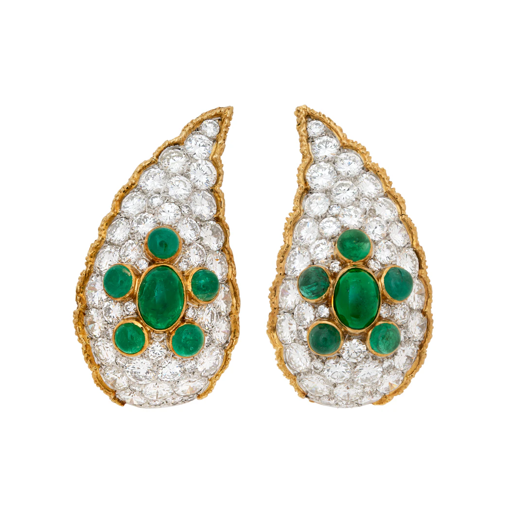 Van Cleef & Arpels Pair of Emerald and Diamond Earrings