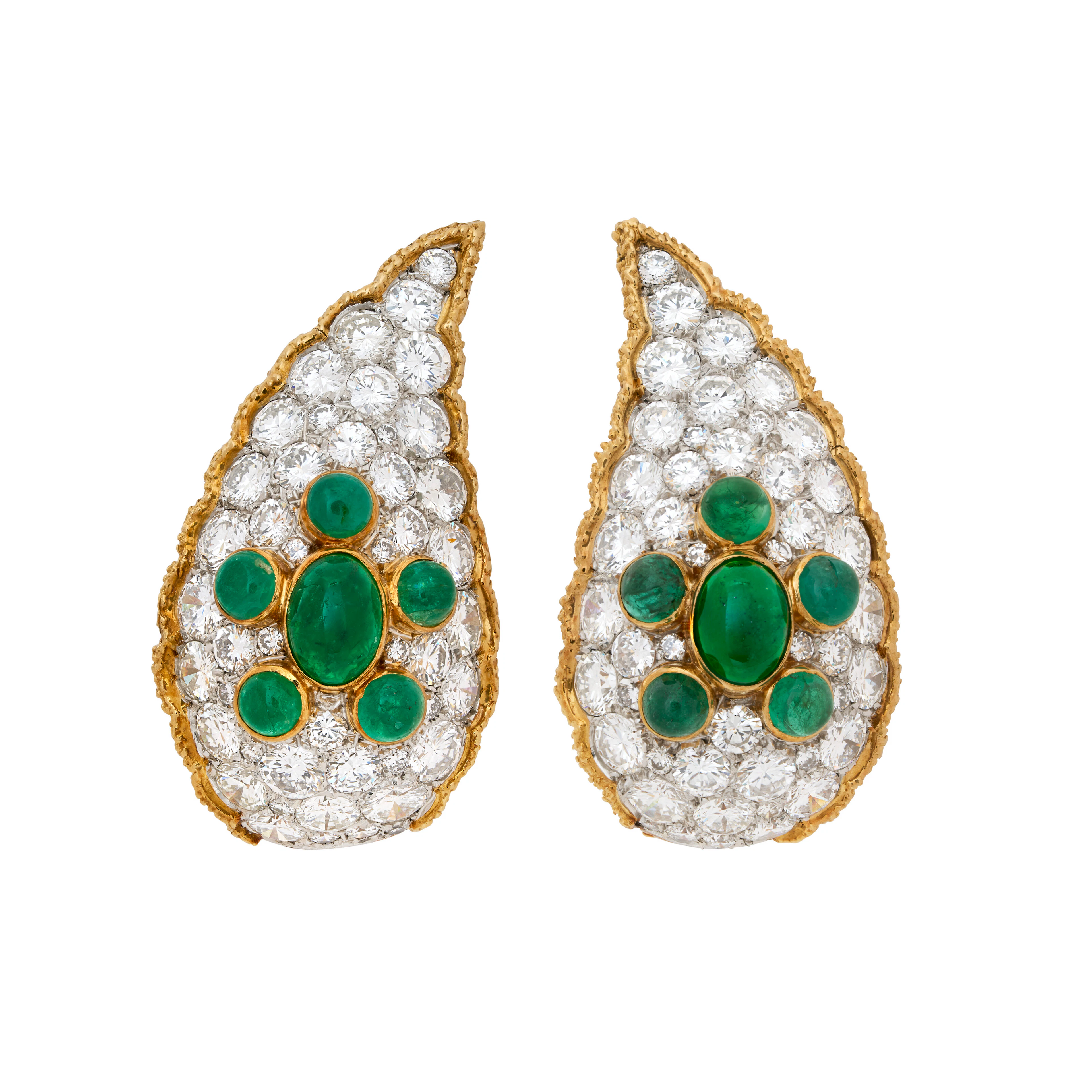 Van Cleef & Arpels Pair of Emerald and Diamond Earrings