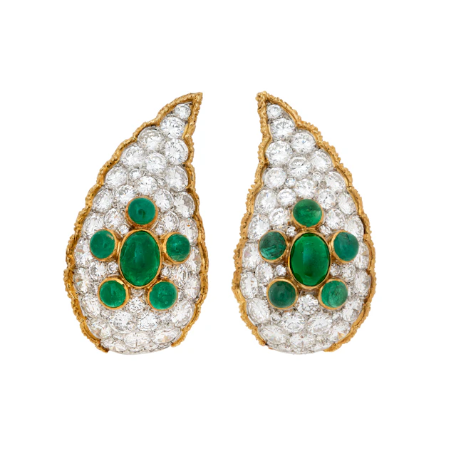 Van Cleef & Arpels Pair of Emerald and Diamond Earrings