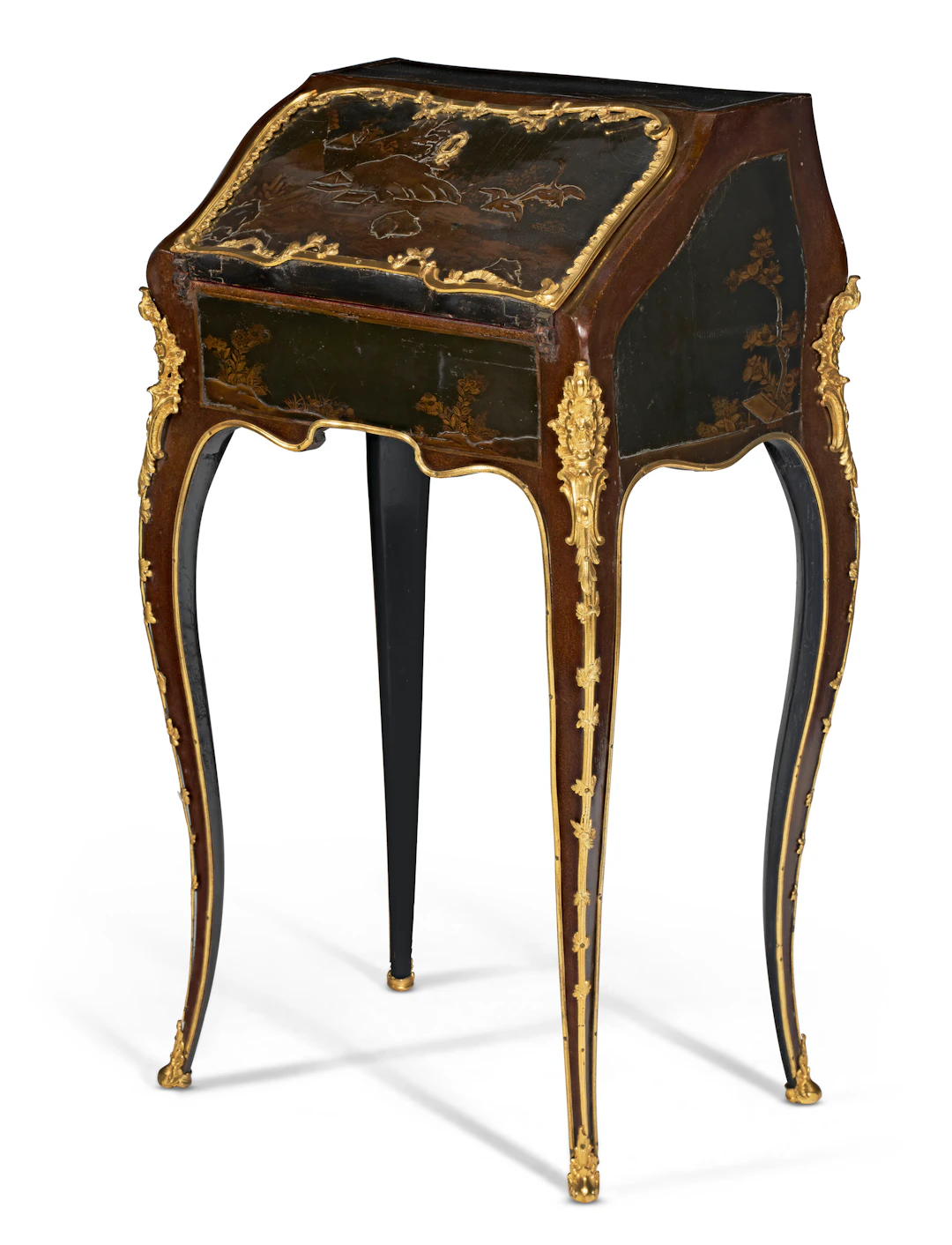 A Louis Xv Ormolu-Mounted Black and Gilt Japanese Lacquer Bureau De Dame