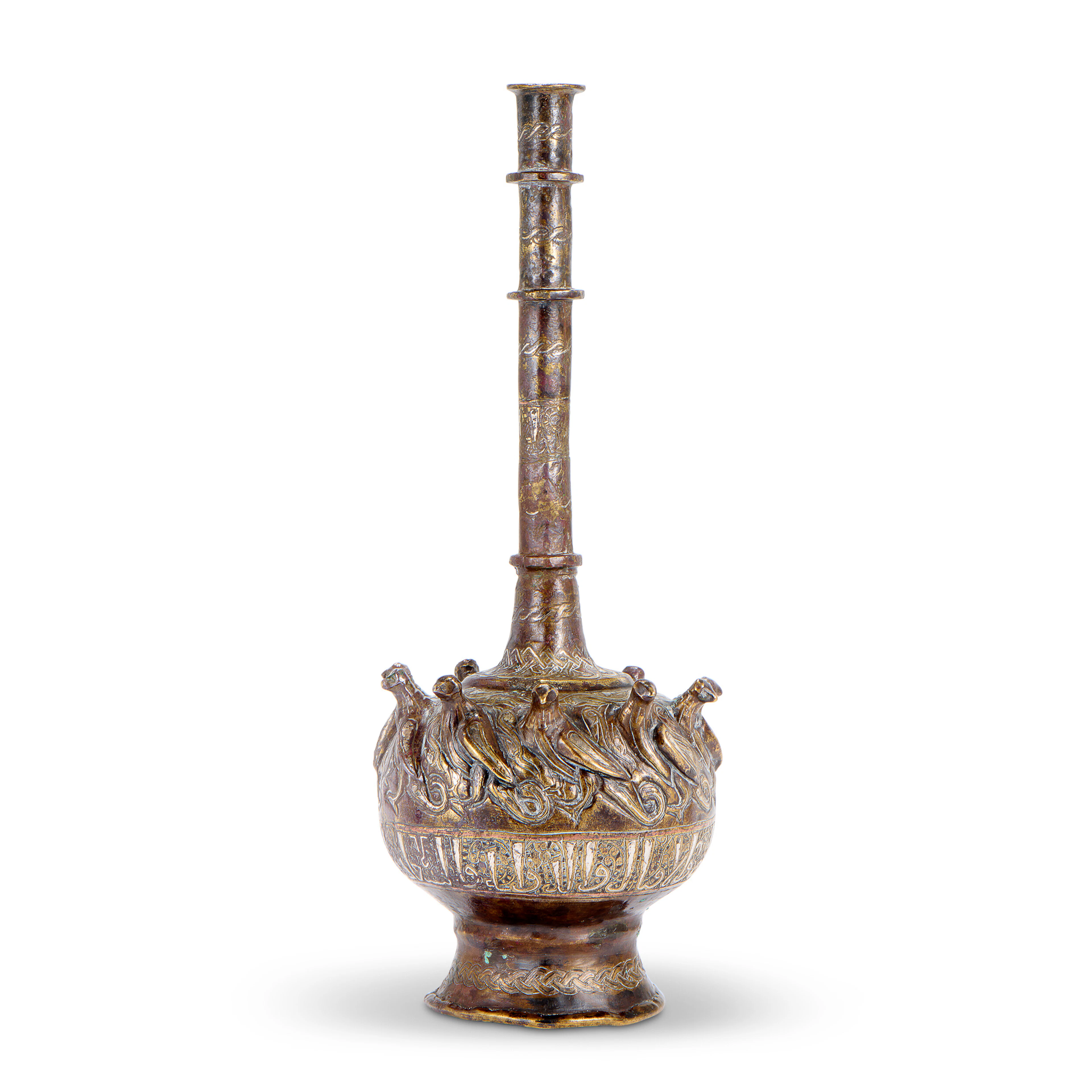 A Silver-Inlaid Bronze Rosewater Sprinkler