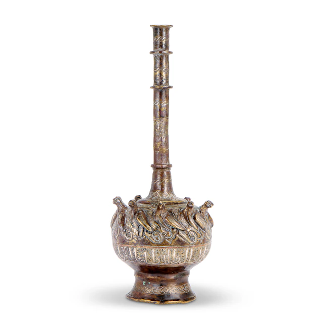 A Silver-Inlaid Bronze Rosewater Sprinkler