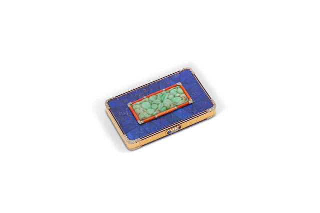 Cartier Art Deco Lapis Lazuli, Jade, Coral, Diamond, Sapphire and