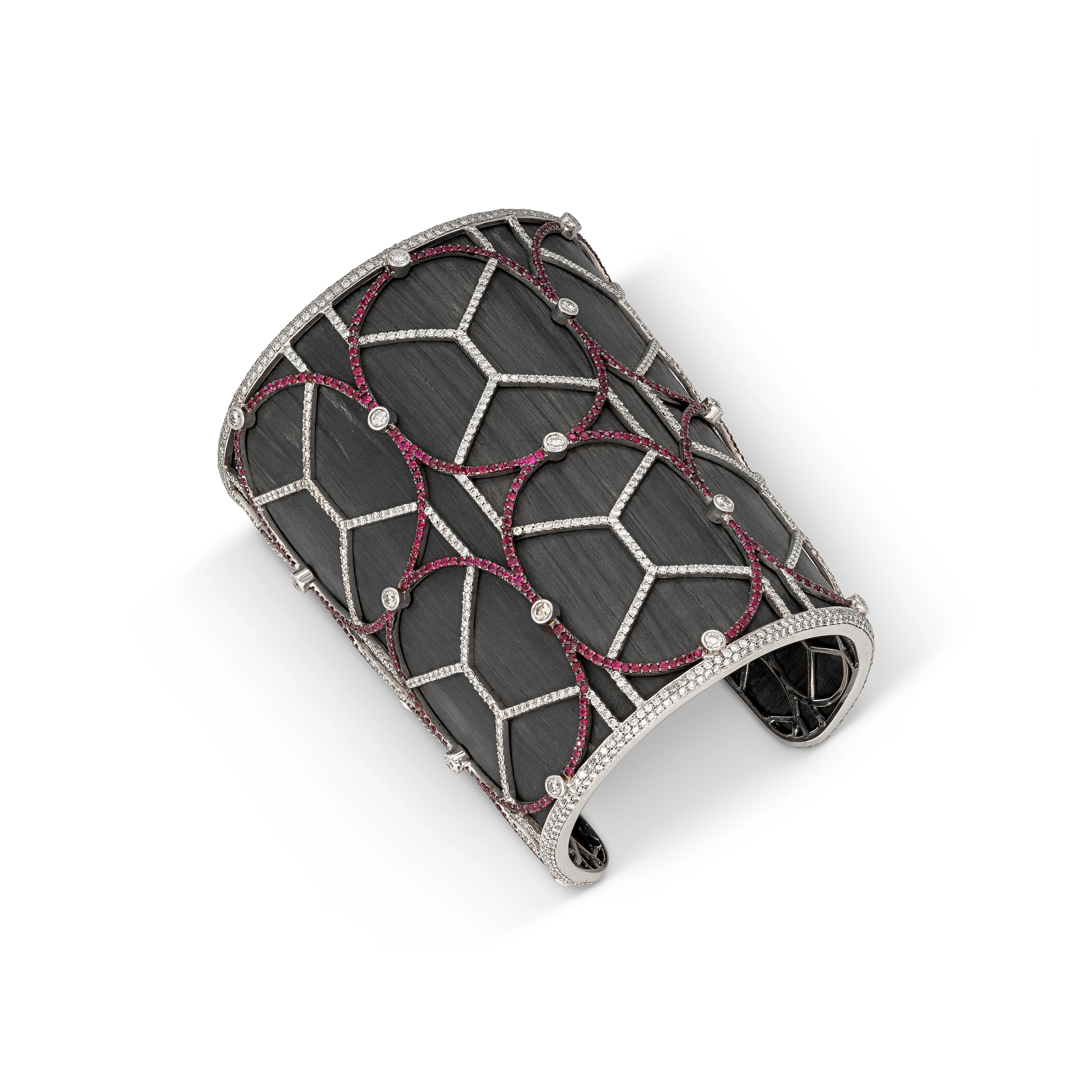 Sabbadini Carbon Fiber, Ruby and Diamond Cuff