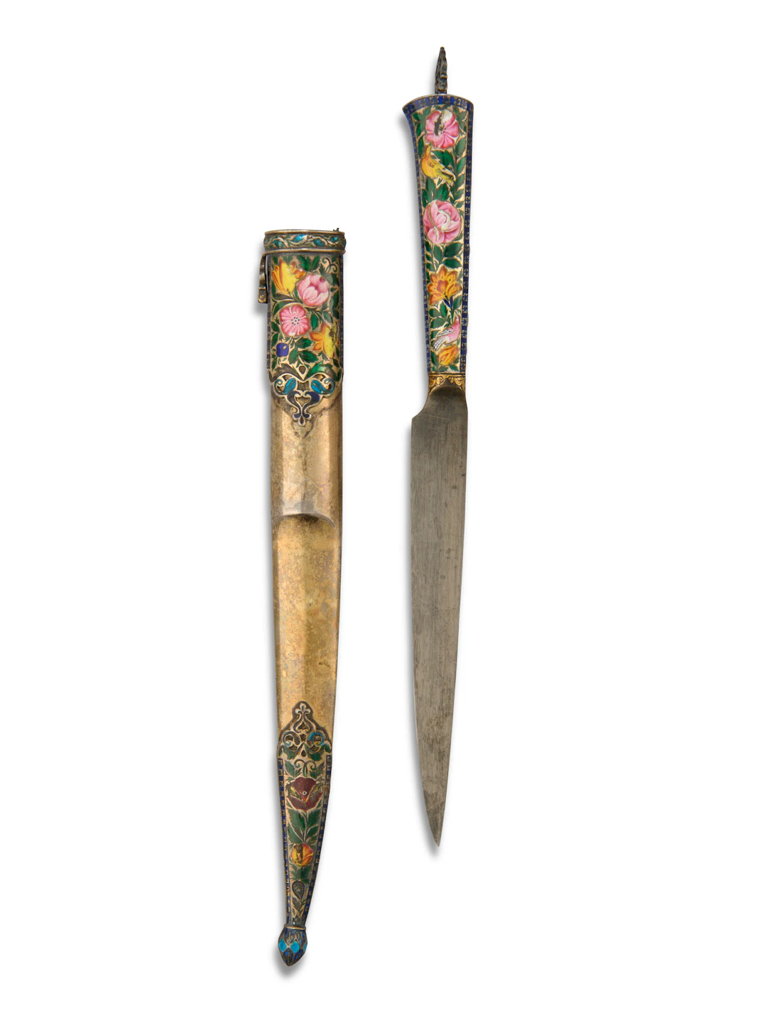 A Fine Enamelled Knife ( Kard ) and Scabbard