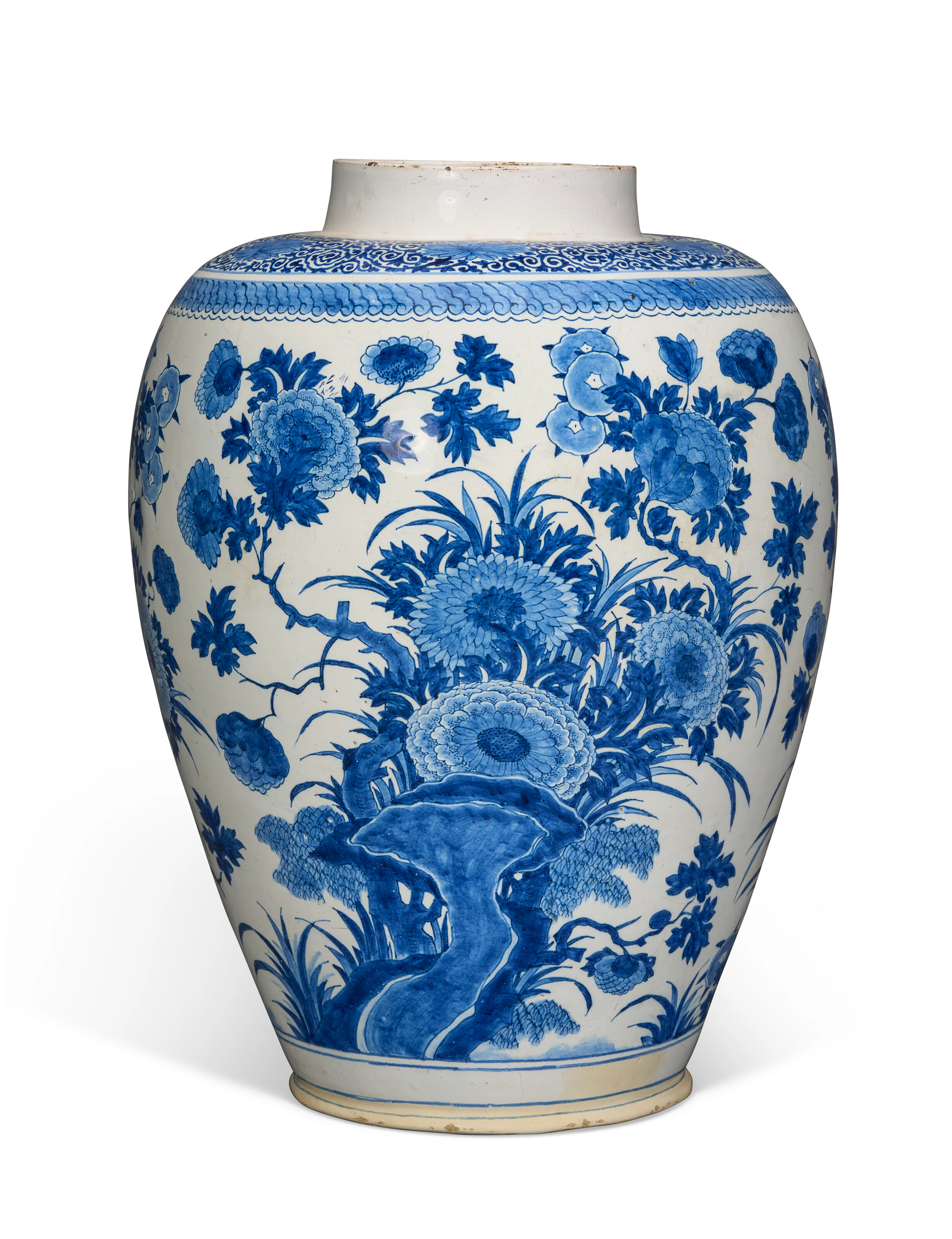 A Very Large Dutch Delft Blue and White Ovoid Jar