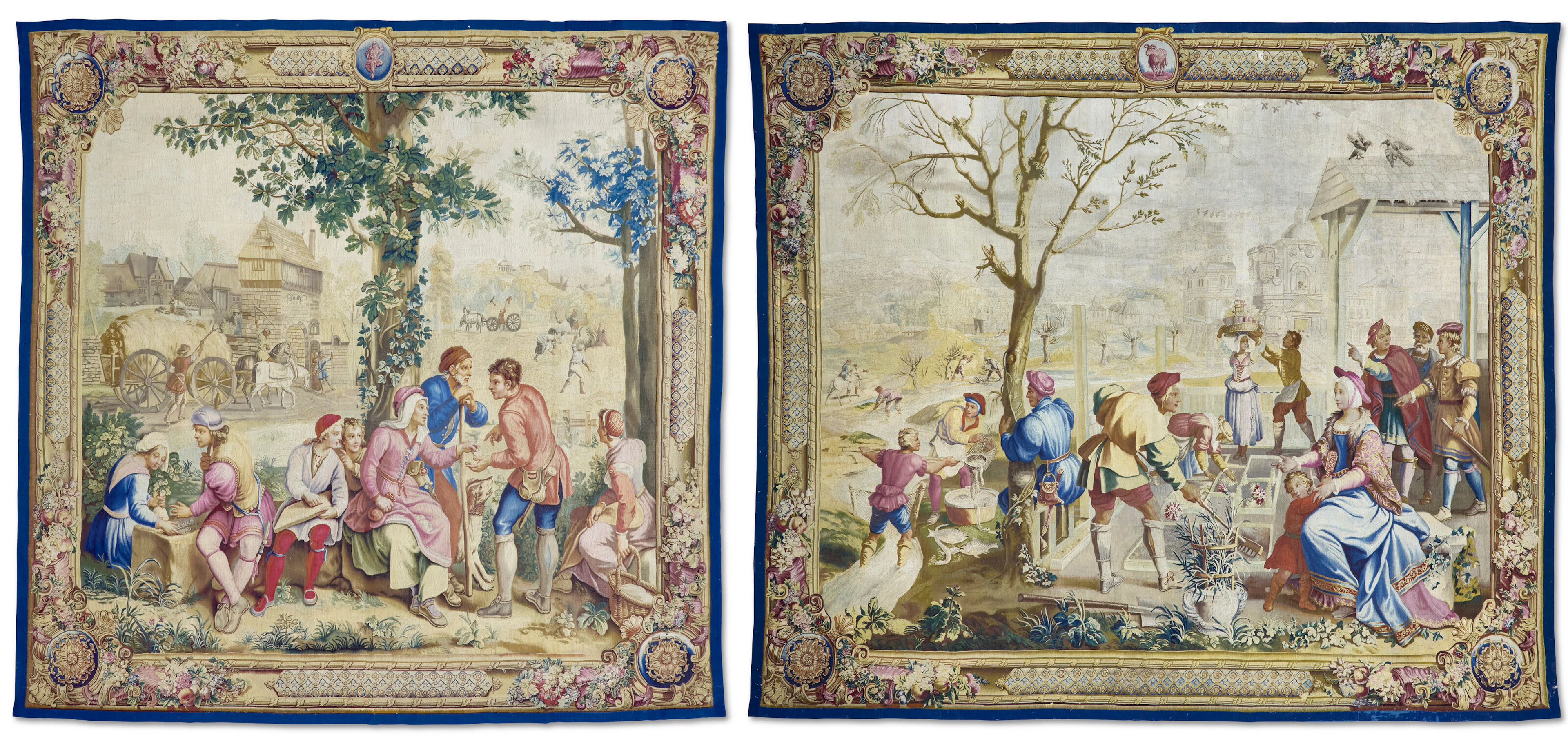 Deux Tapisseries Tenture Des Mois De Lucas De La Fin De L'époque Régence