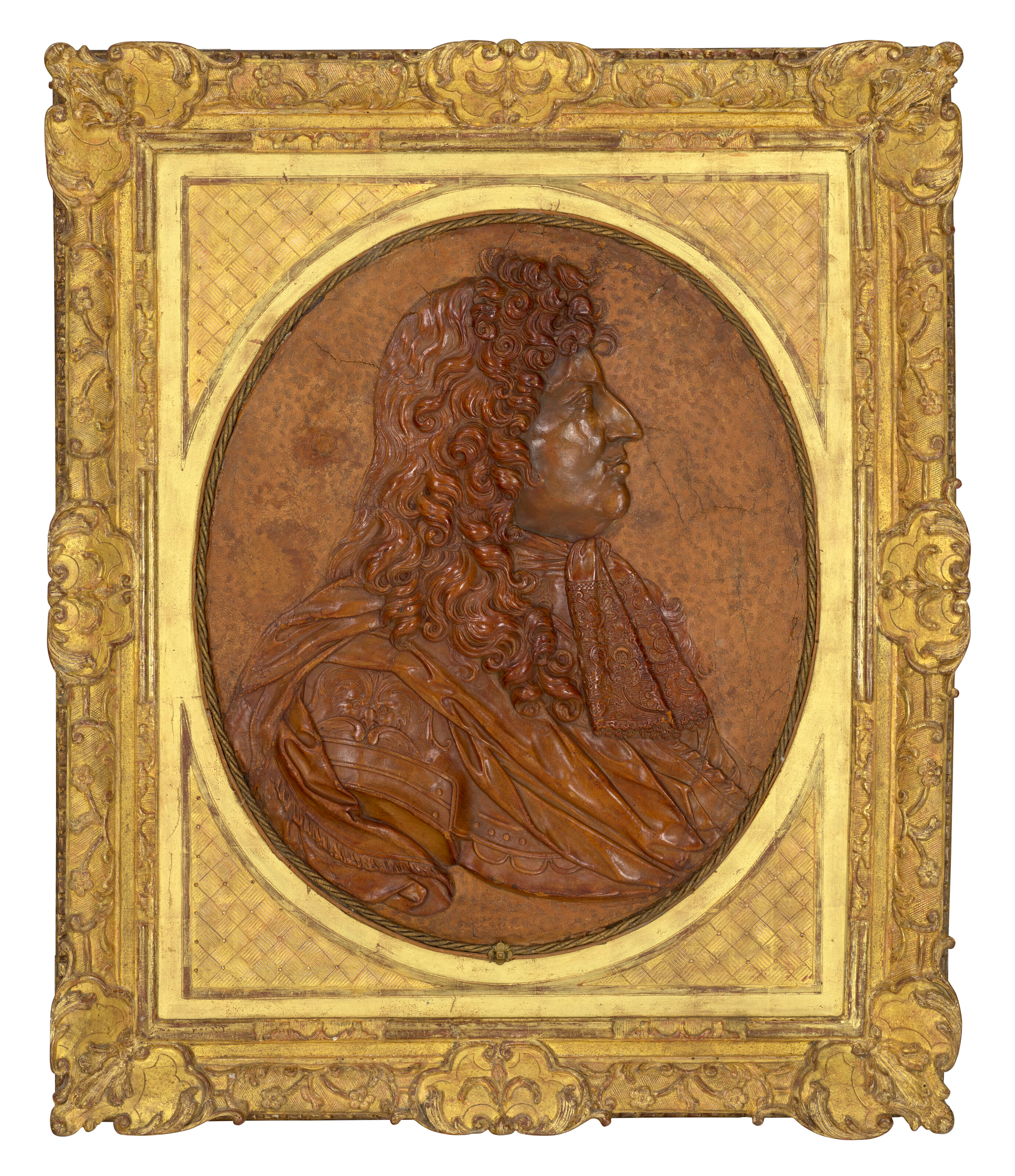 A Cuir Bouilli (Leather) Relief Portrait of Louis Xiv