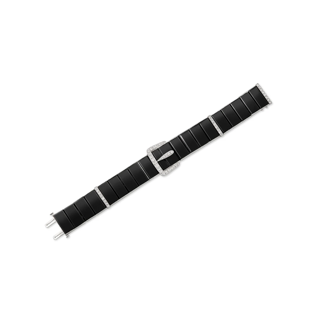 Tiffany & Co. Art Deco Onyx and Diamond Bracelet