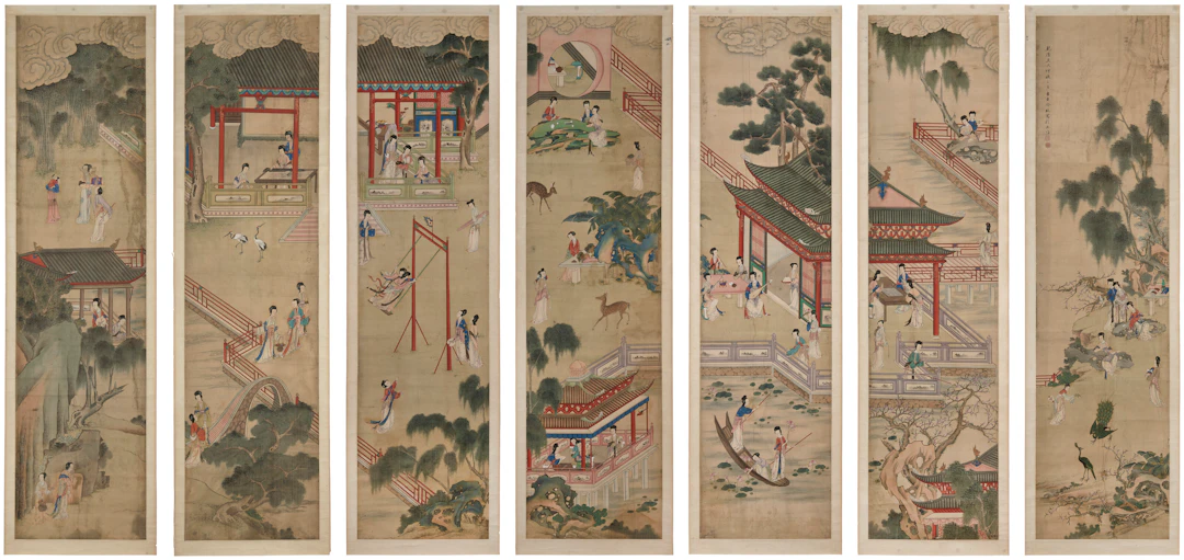 A Set of Chinese Silk Panels