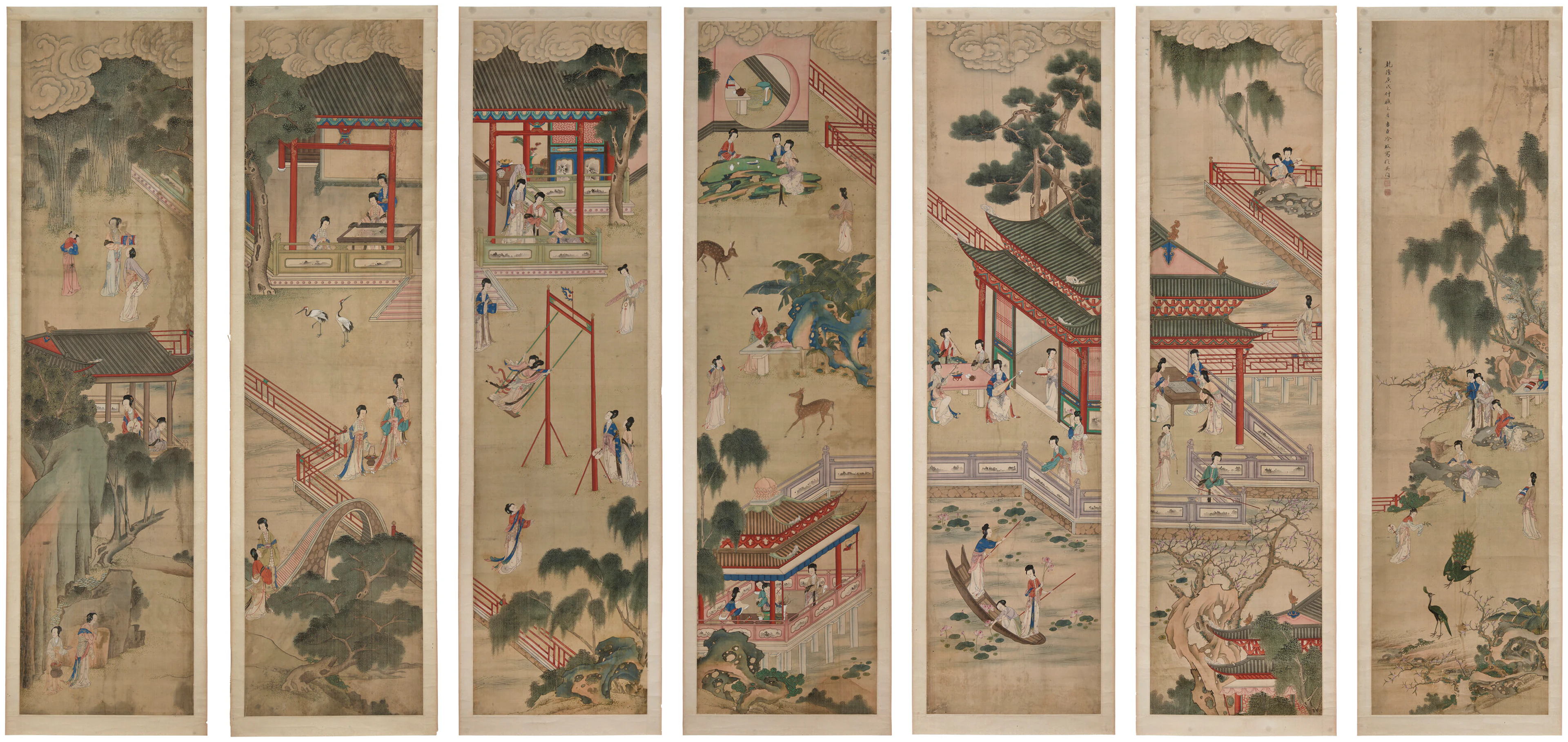 A Set of Chinese Silk Panels