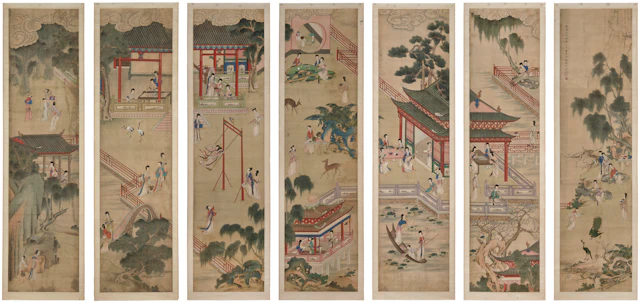 A Set of Chinese Silk Panels