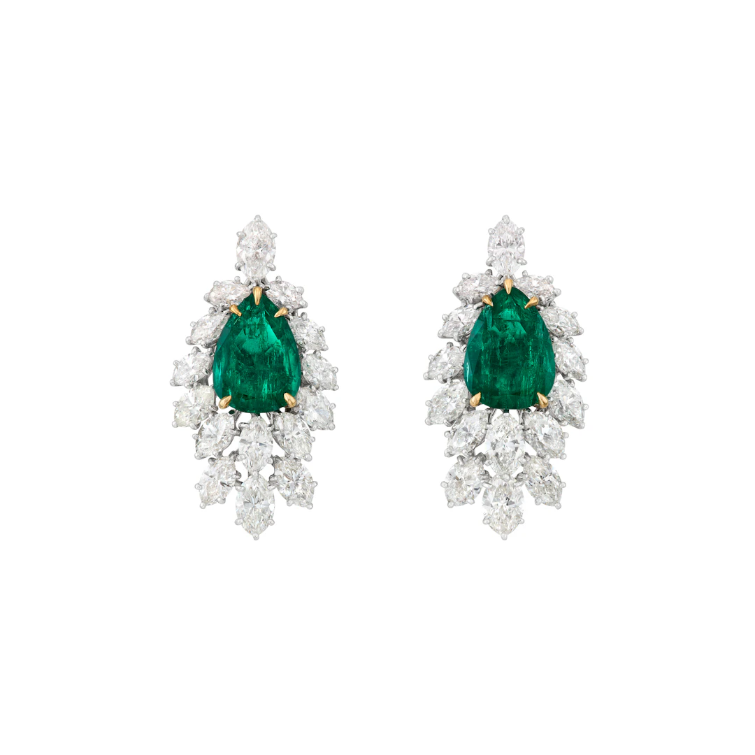 Harry Winston Emerald and Diamond Earrings