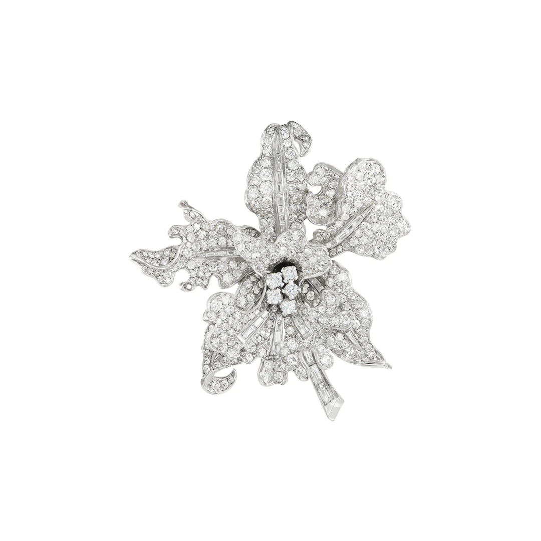 Diamond Orchid Brooch