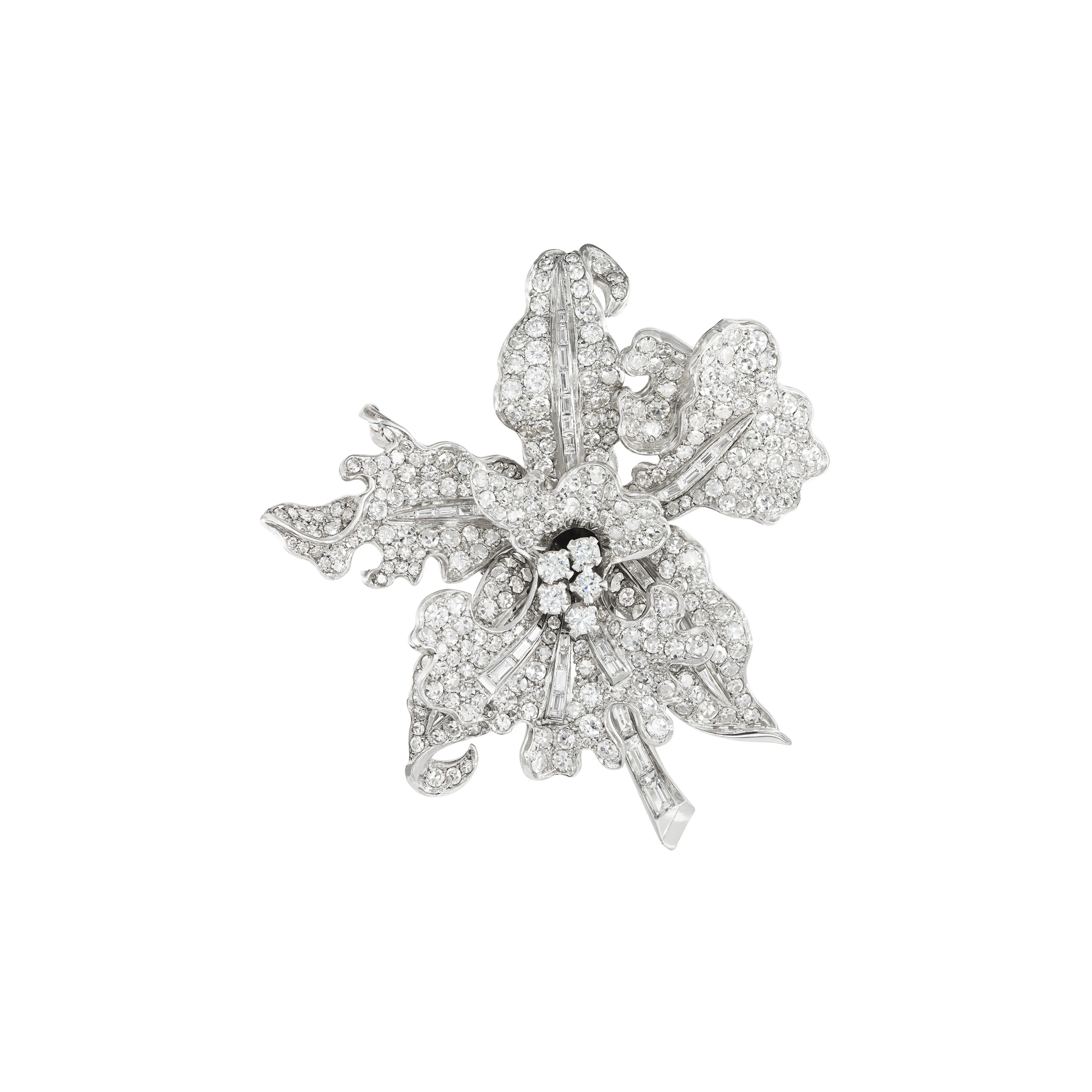 Diamond Orchid Brooch