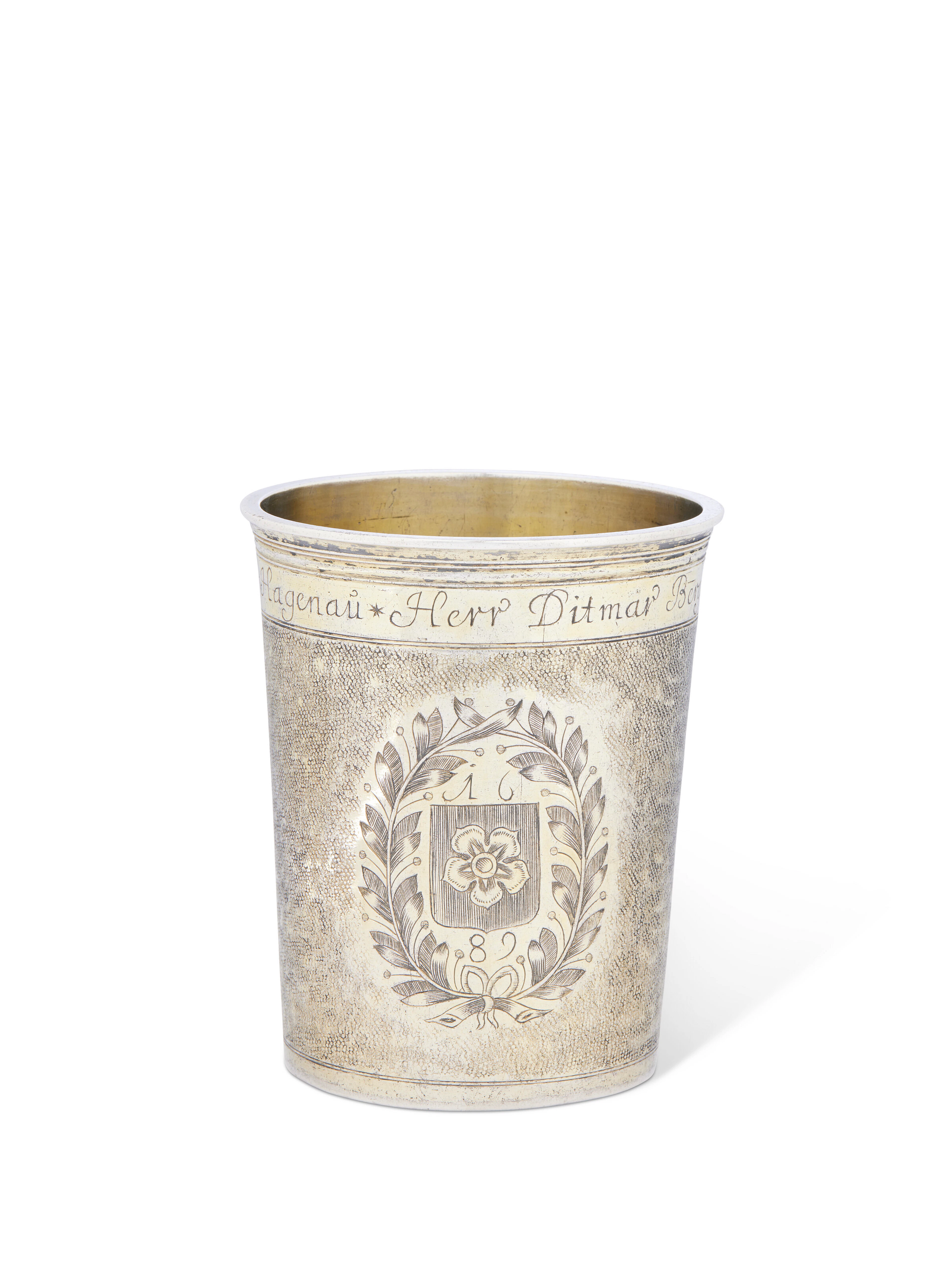 GOBELET DE MAGISTRAT OU RATHSBECHER EN VERMEIL D'ÉPOQUE LOUIS XIV