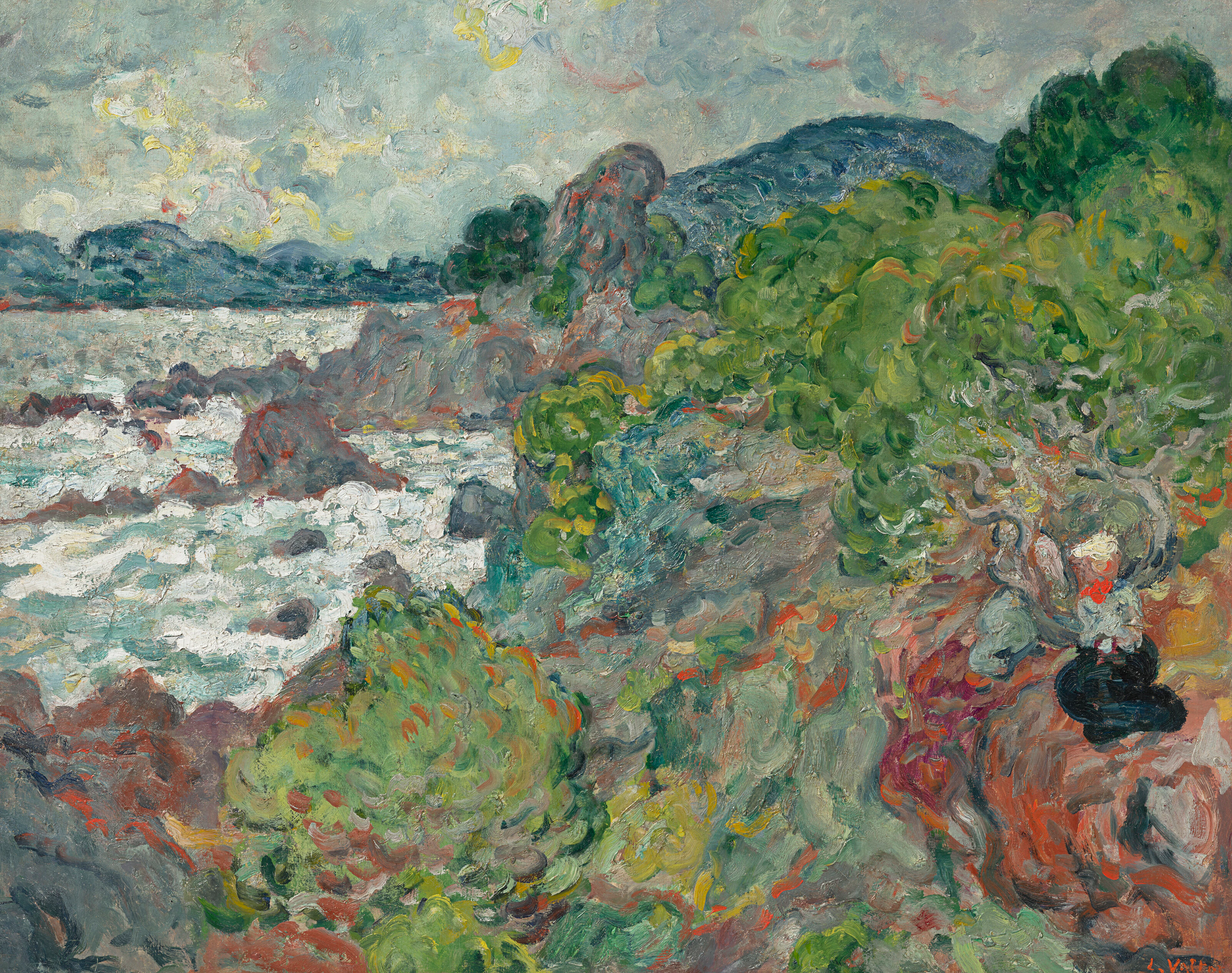 LOUIS VALTAT (1869-1952) Femmes sur les rochers à Anthéor