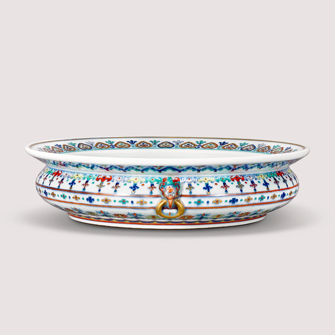 A Fine and Extremely Rare Doucai and Gilt-Decorated ‘Floral’ Washer