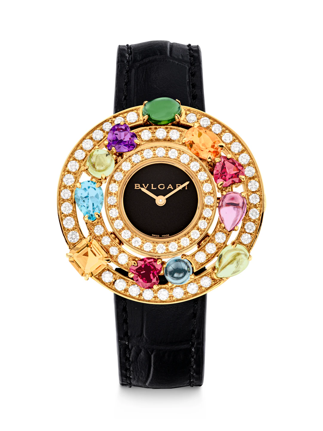 Bulgari, Lady’s Pink Gold, Diamond and Multicoloured Gem-Set Wristwatch