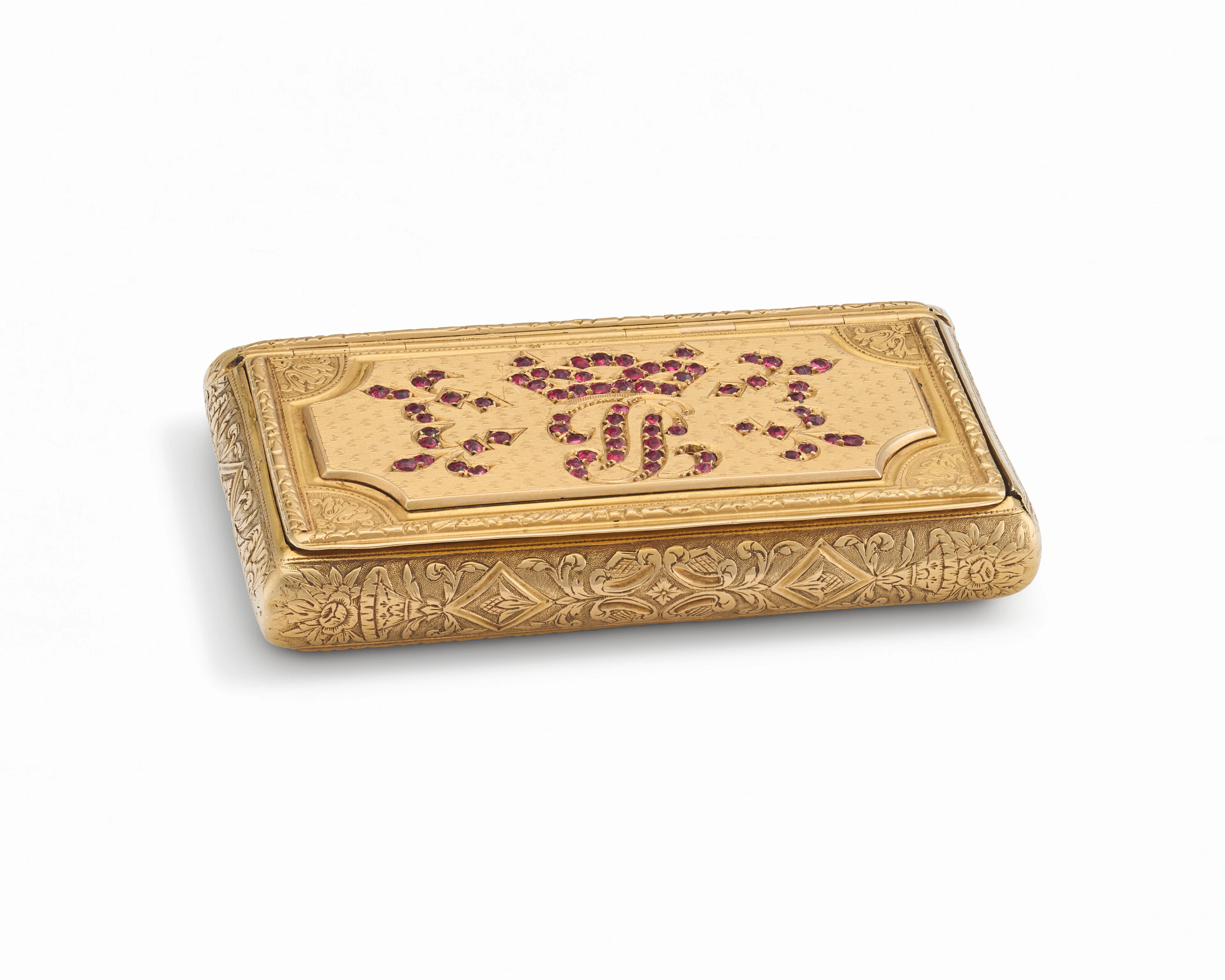 A LOUIS PHILIPPE RUBY-MOUNTED GOLD SNUFF-BOX