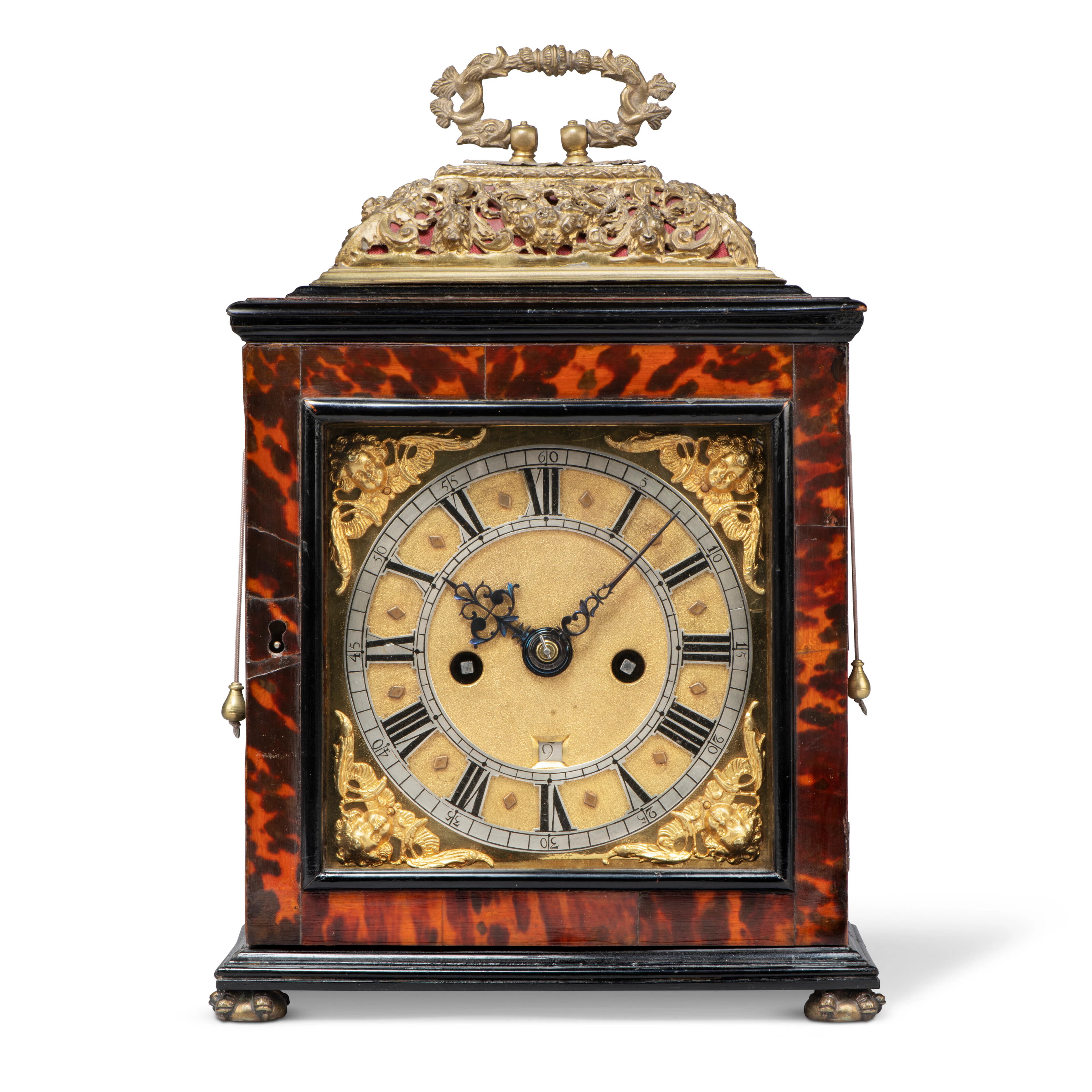 A William Iii Ebonised and Tortoiseshell Striking Table Clock with