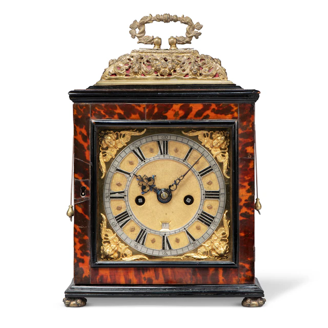 A William Iii Ebonised and Tortoiseshell Striking Table Clock with
