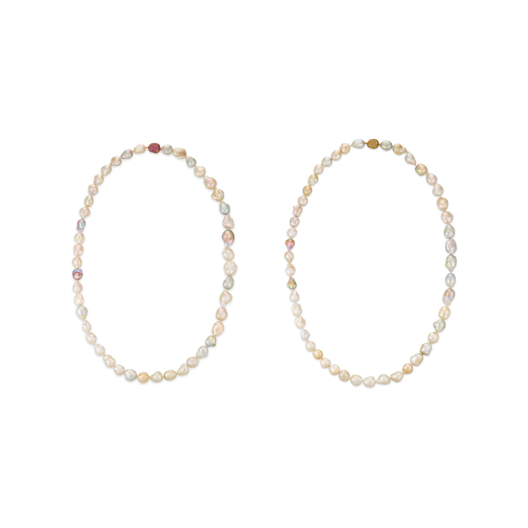 Yvel Two Baroque Pearl and Colored Sapphire Necklaces