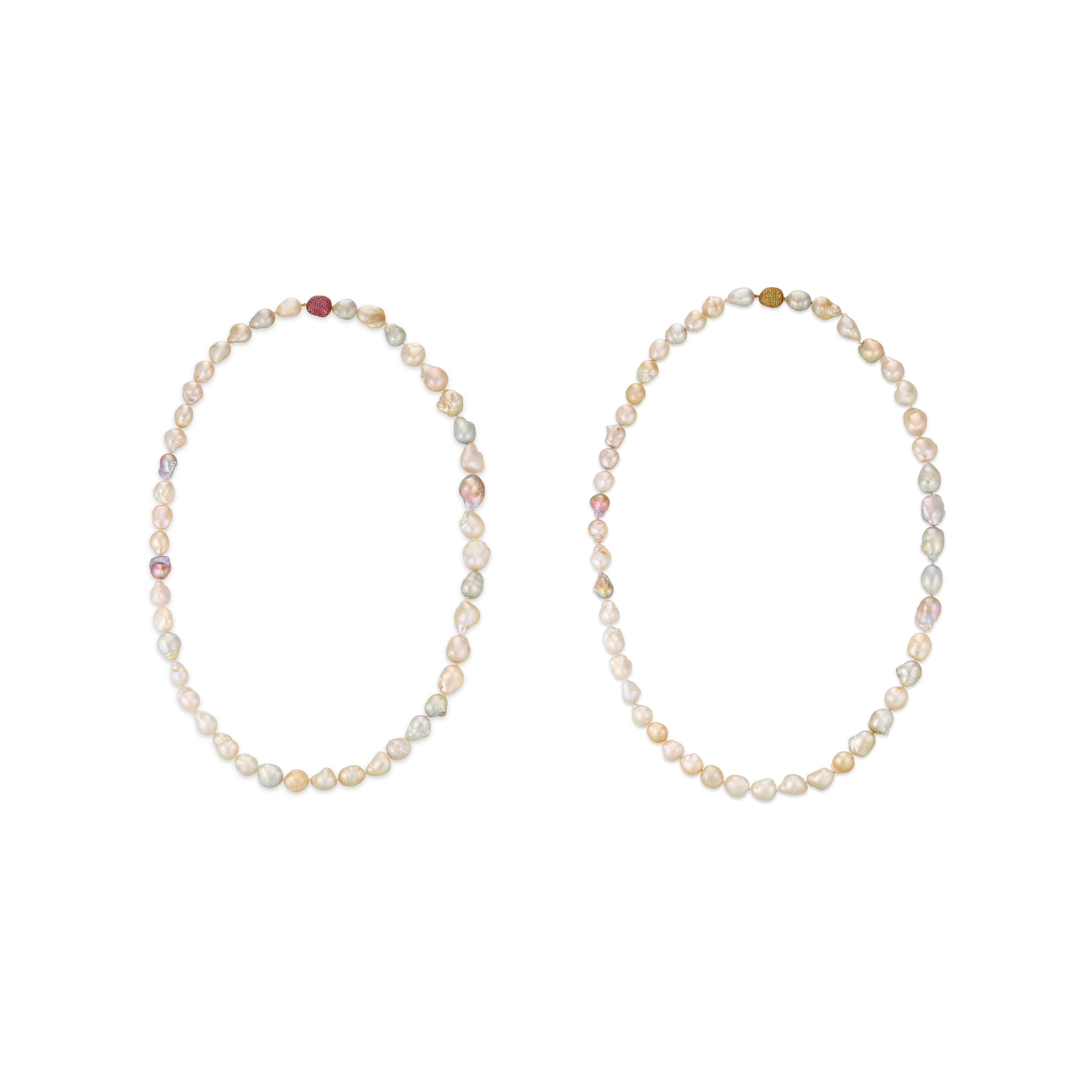 Yvel Two Baroque Pearl and Colored Sapphire Necklaces