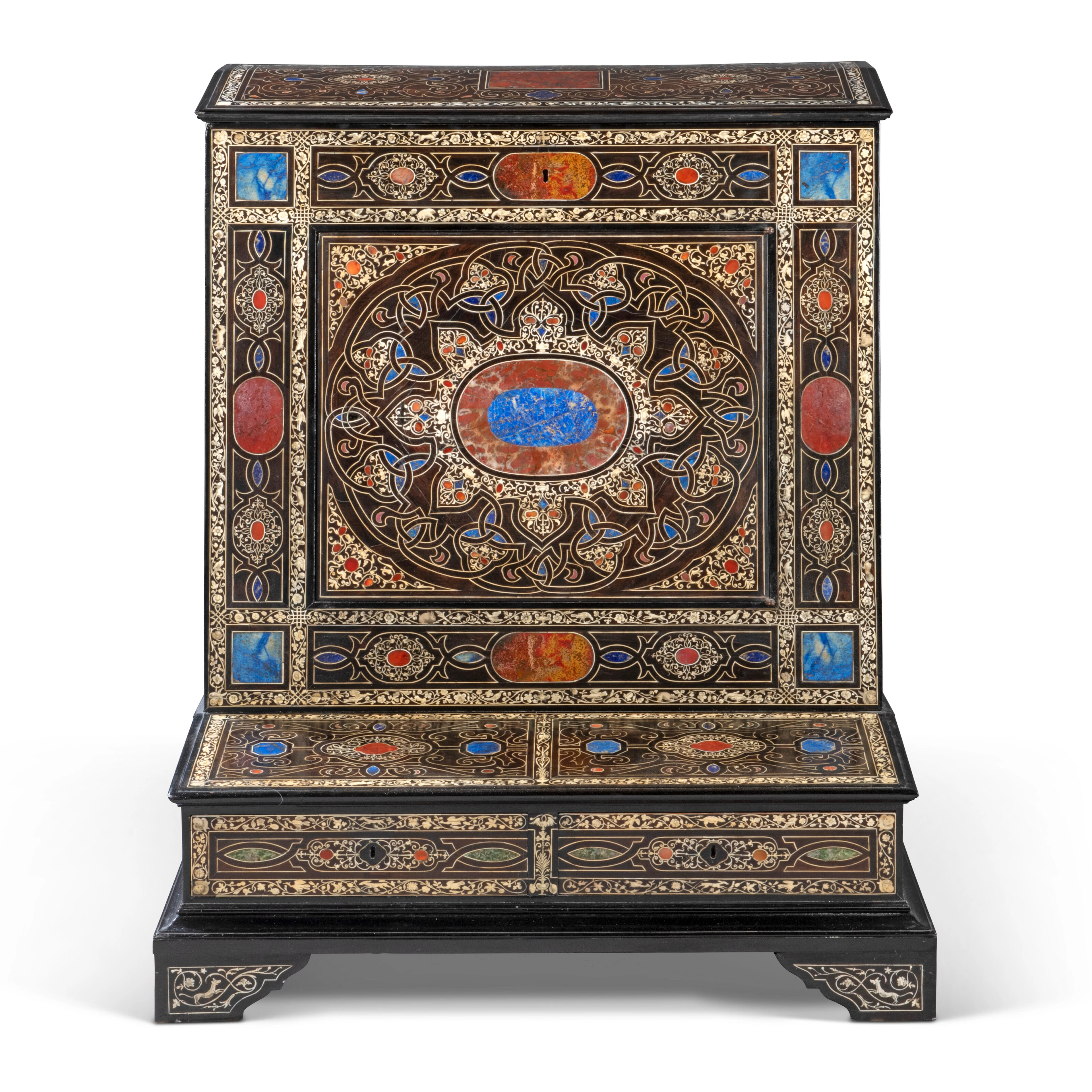 An Italian Ivory-Inlaid, Ebony, Ebonised, Kingwood and Pietra Dura Prie-Dieu