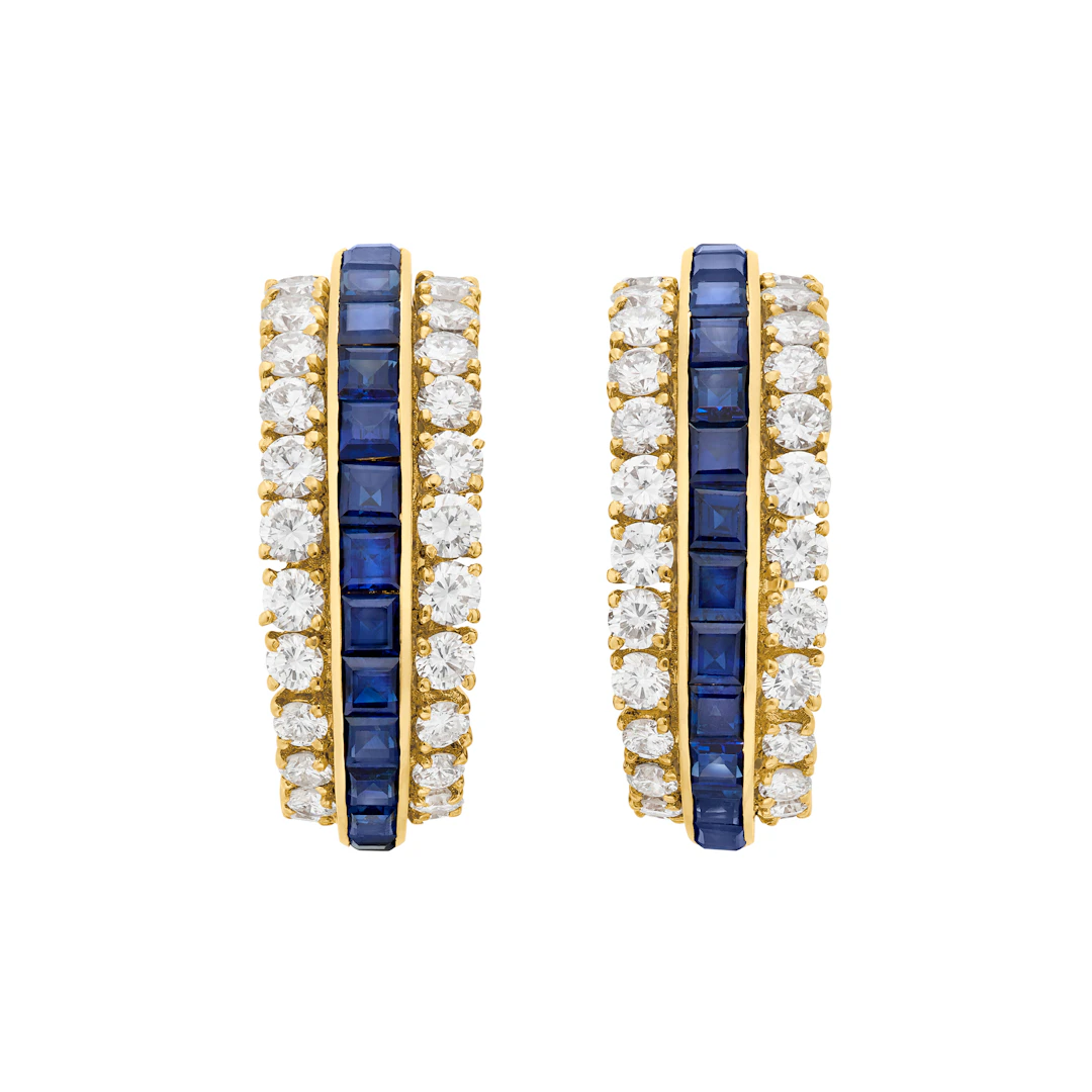 Van Cleef & Arpels Sapphire and Diamond Hoop Earrings