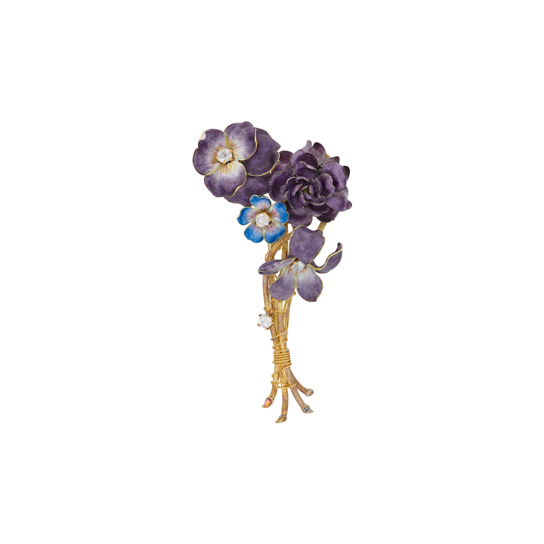 Paulding Farnham Tiffany & Co. Enamel and Diamond Brooch