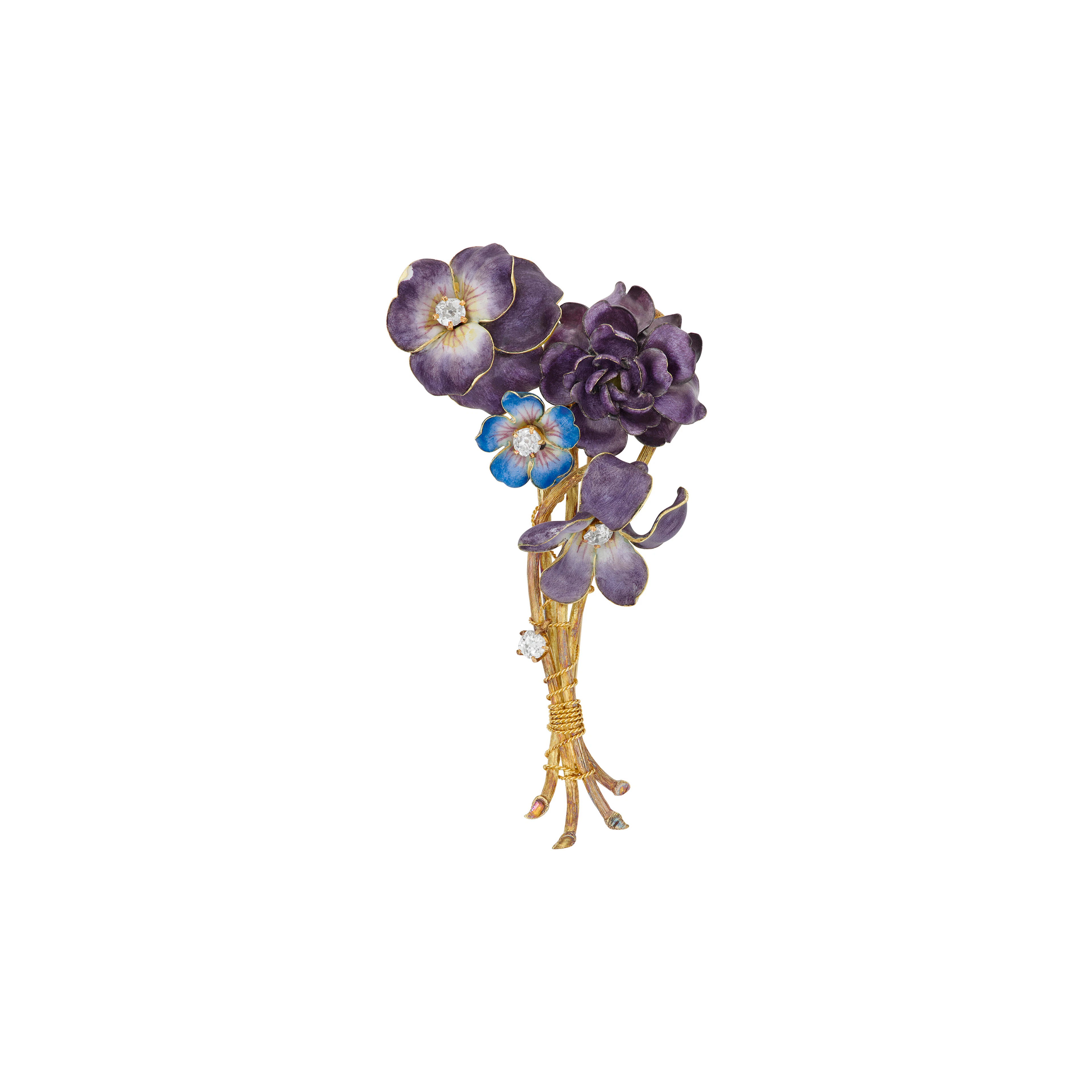 Paulding Farnham Tiffany & Co. Enamel and Diamond Brooch