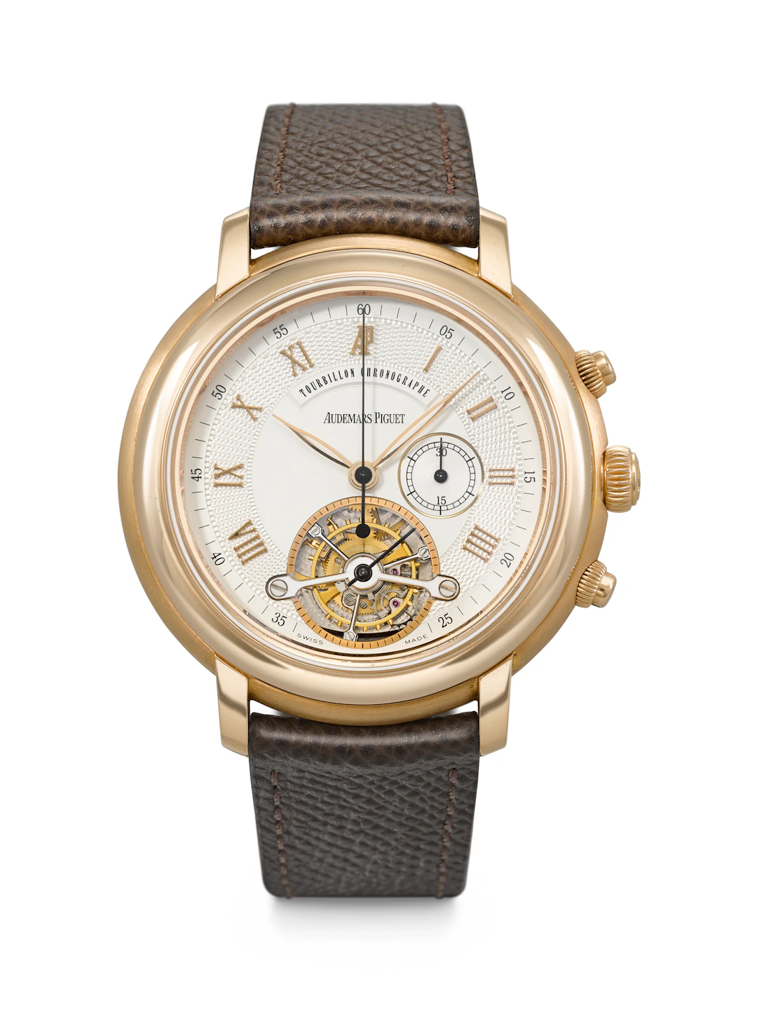 Audemars Piguet. An Elegant 18K Pink Gold Chronograph Tourbillon Wristwatch