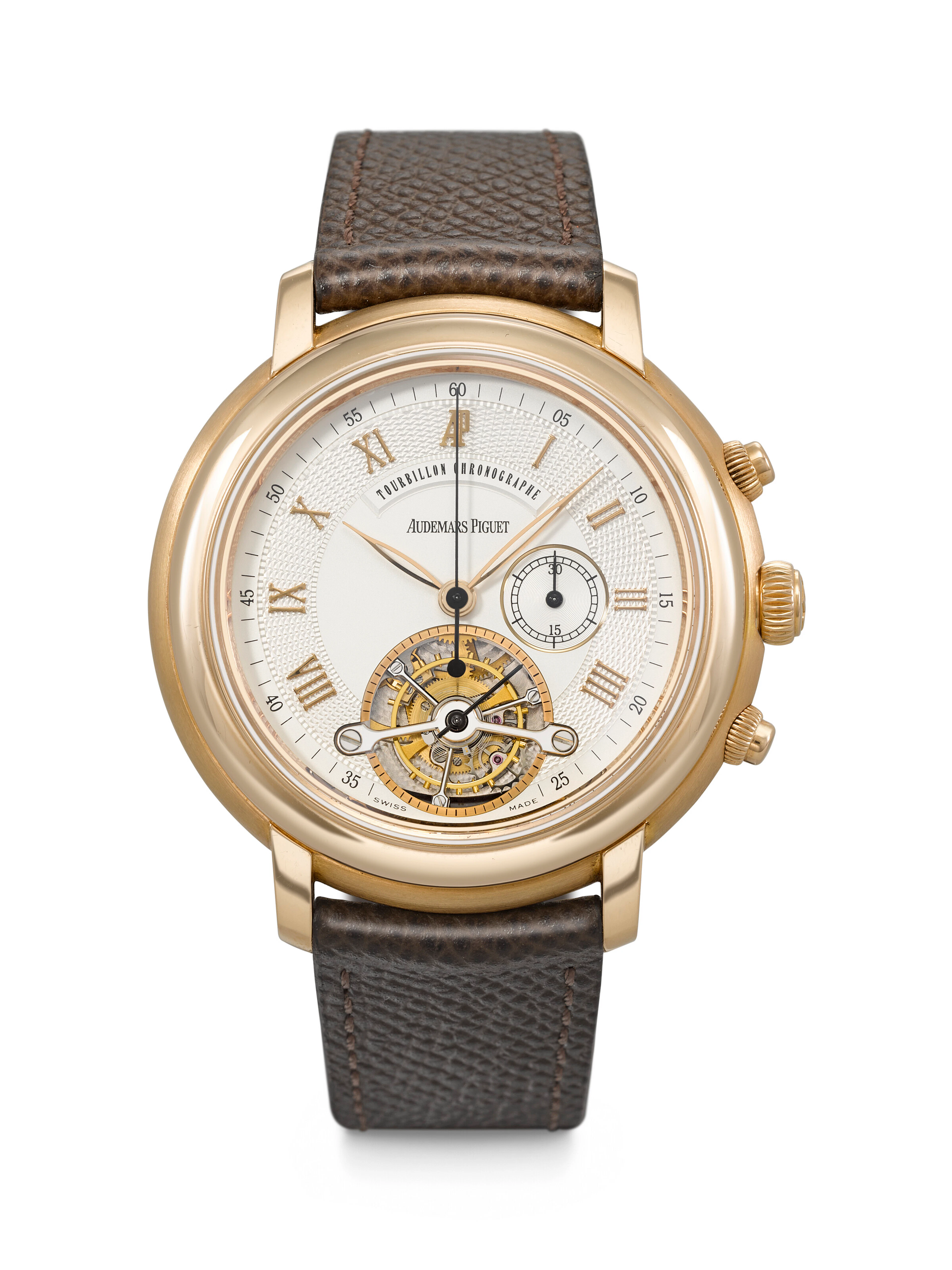 Audemars Piguet. An Elegant 18K Pink Gold Chronograph Tourbillon Wristwatch