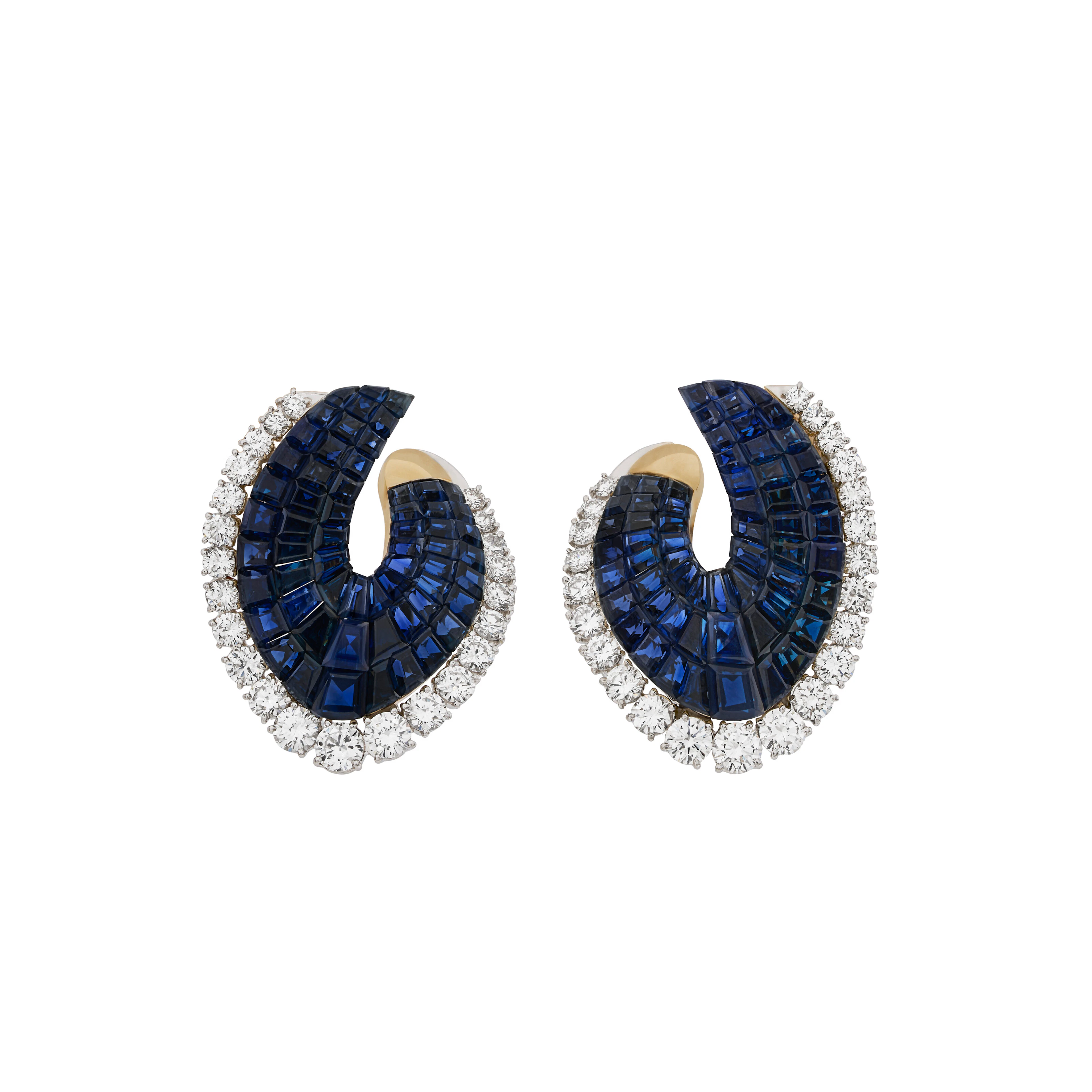 Van Cleef & Arpels Pair of Sapphire and Diamond Mystery-Set Earrings