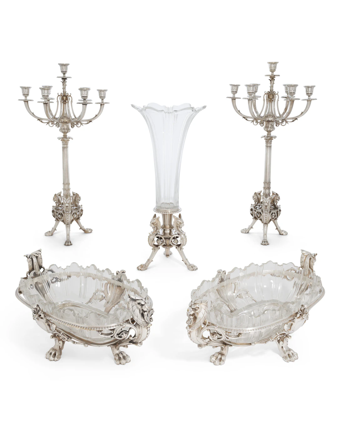 Garniture De Table En Bronze Argenté