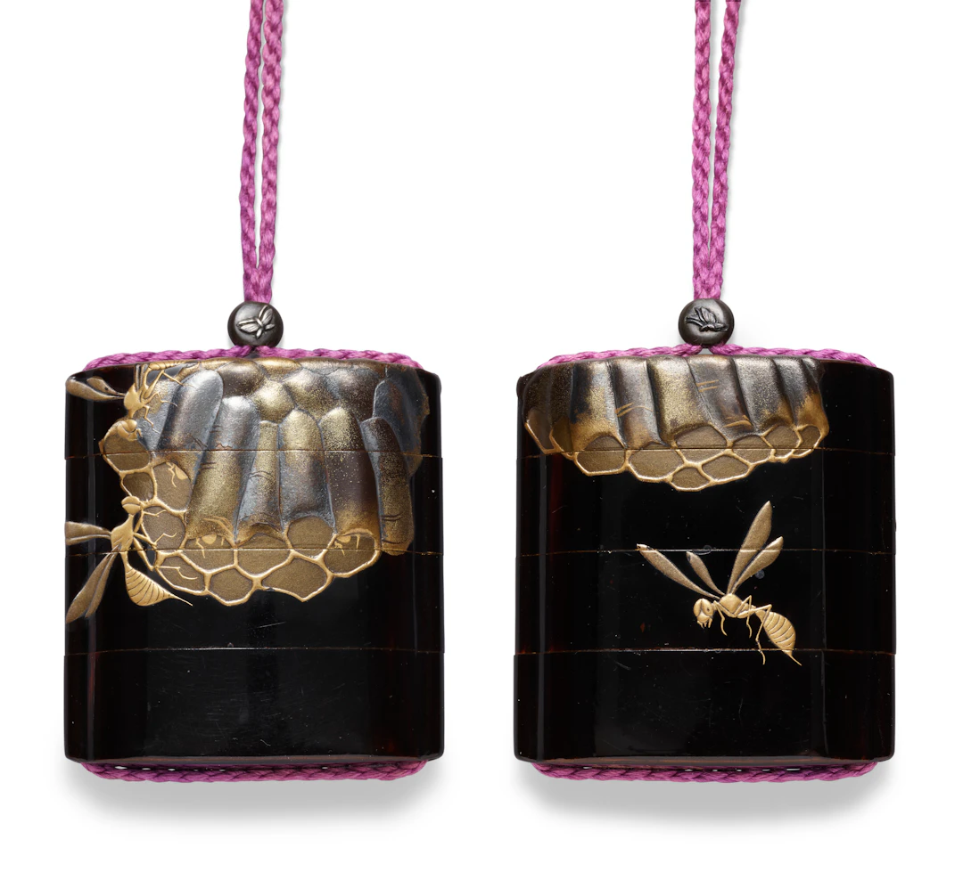A Black Lacquer Three-Case Inro