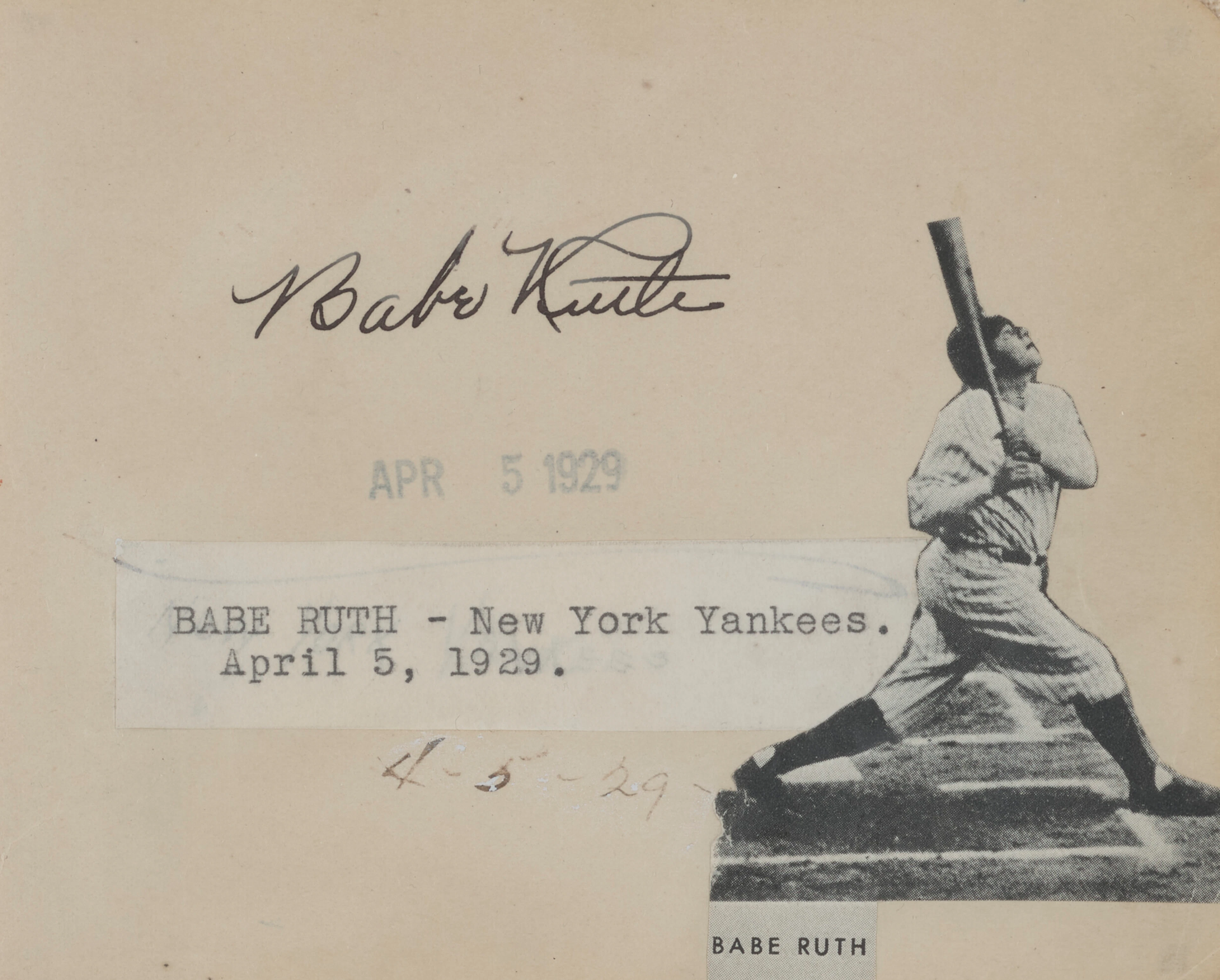 BABE RUTH AUTOGRAPHED ALBUM PAGE
