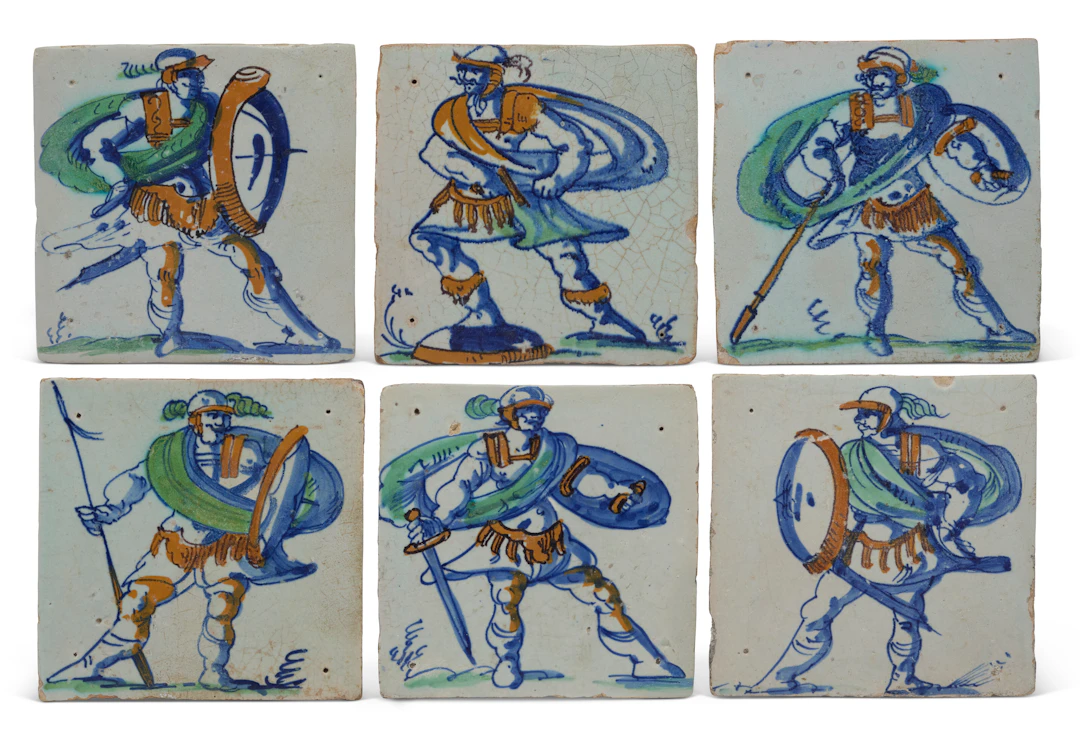 Six Rotterdam Roman Warrior Tiles