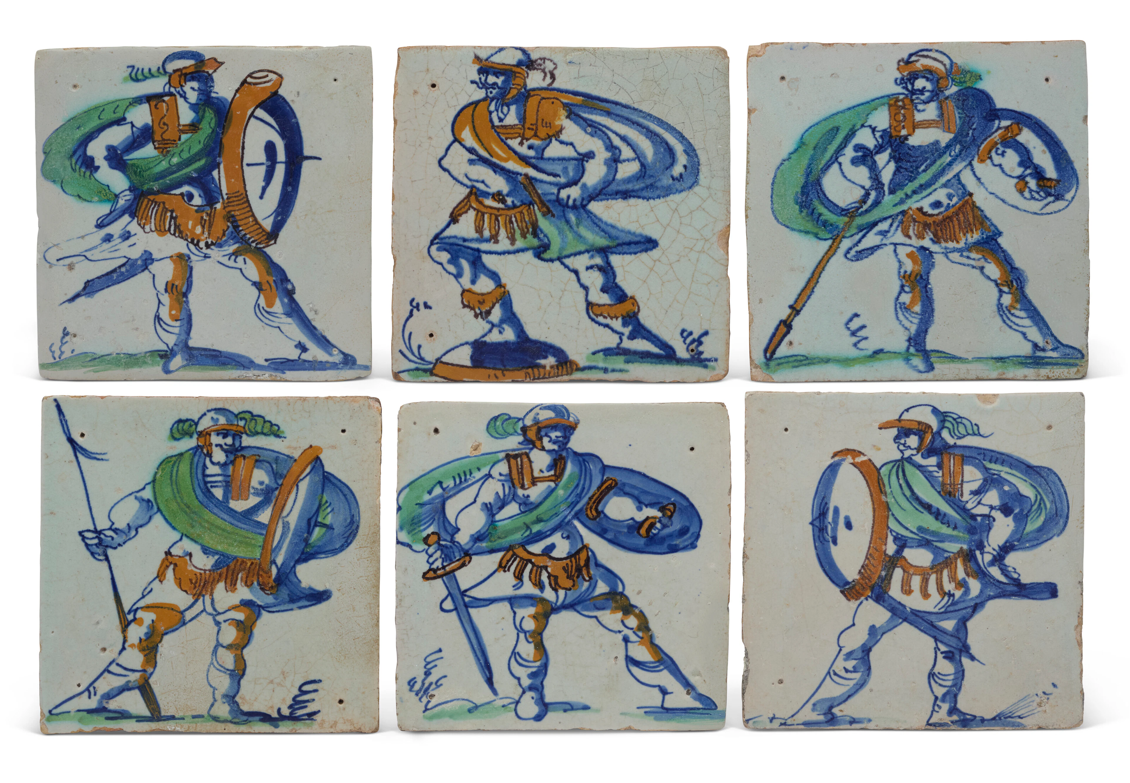 Six Rotterdam Roman Warrior Tiles