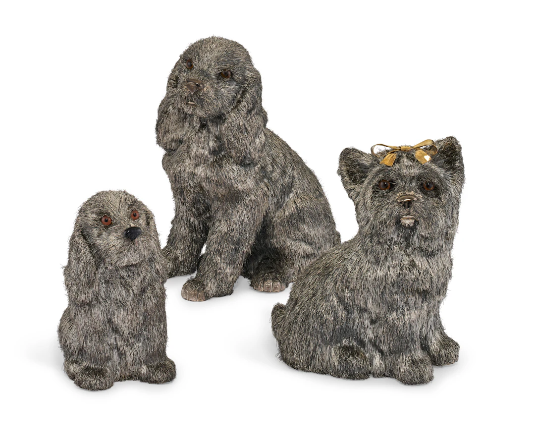 Three Italian Silver Models of Dogs