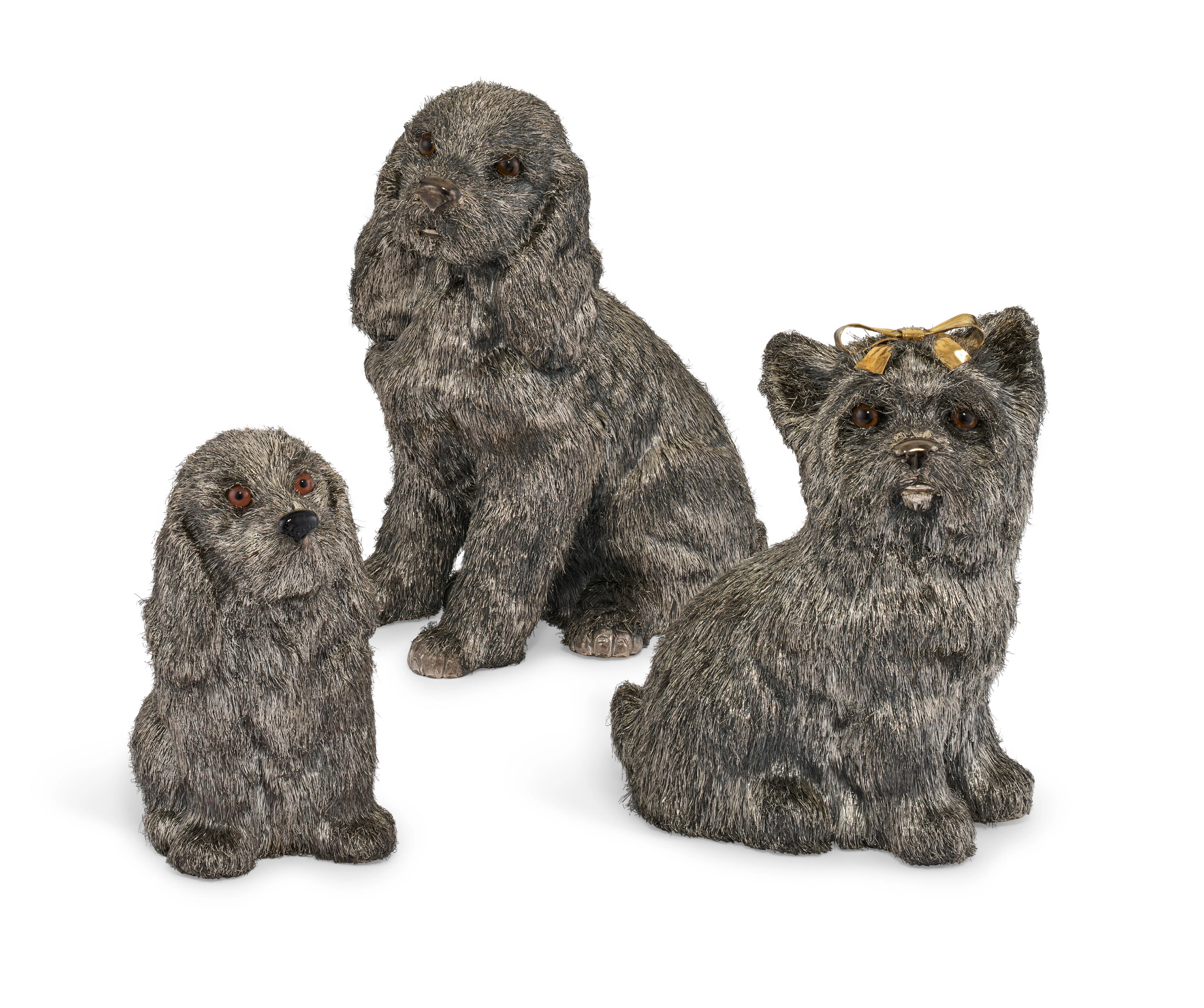 Three Italian Silver Models of Dogs