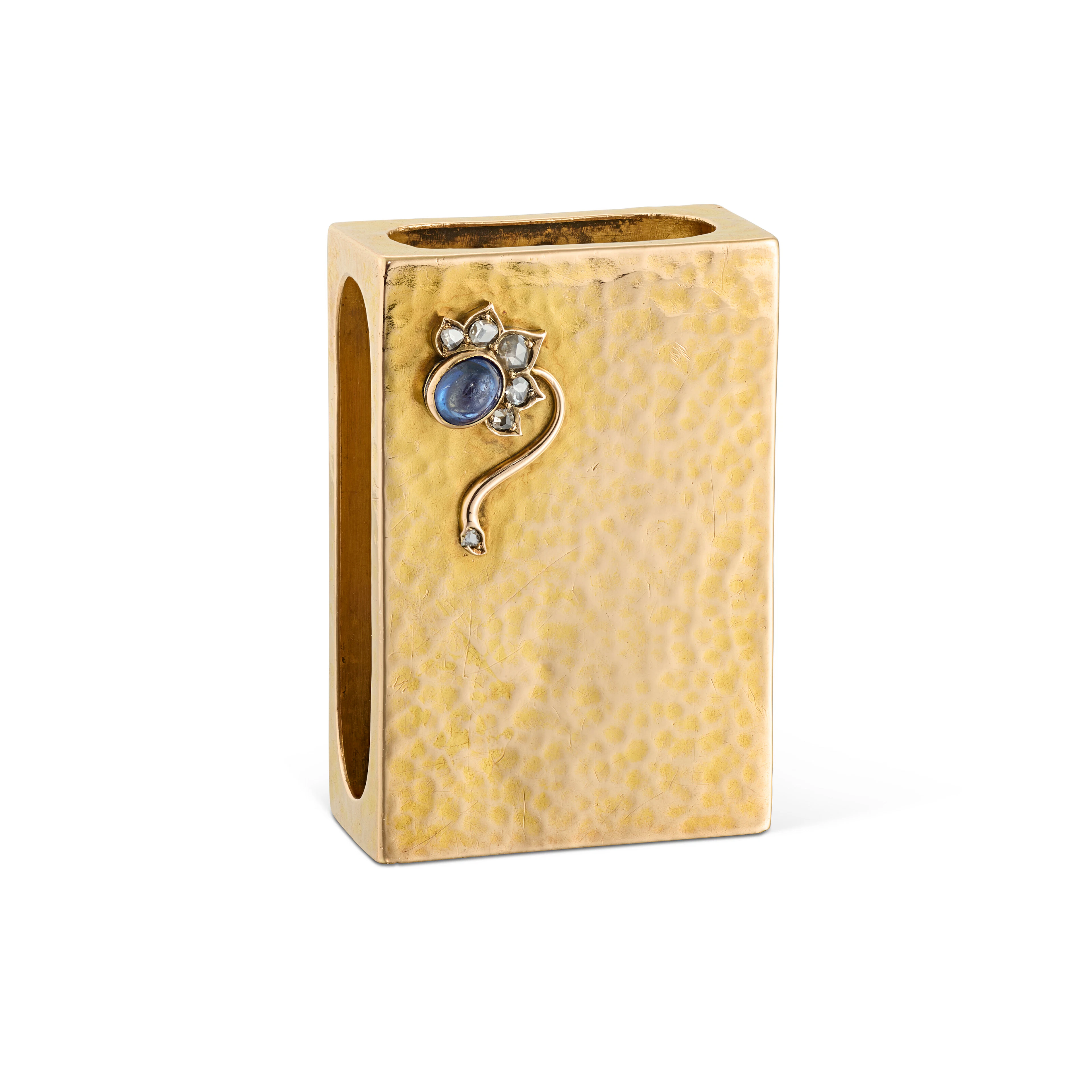 A Russian Jewelled Gold Match-Box Holder