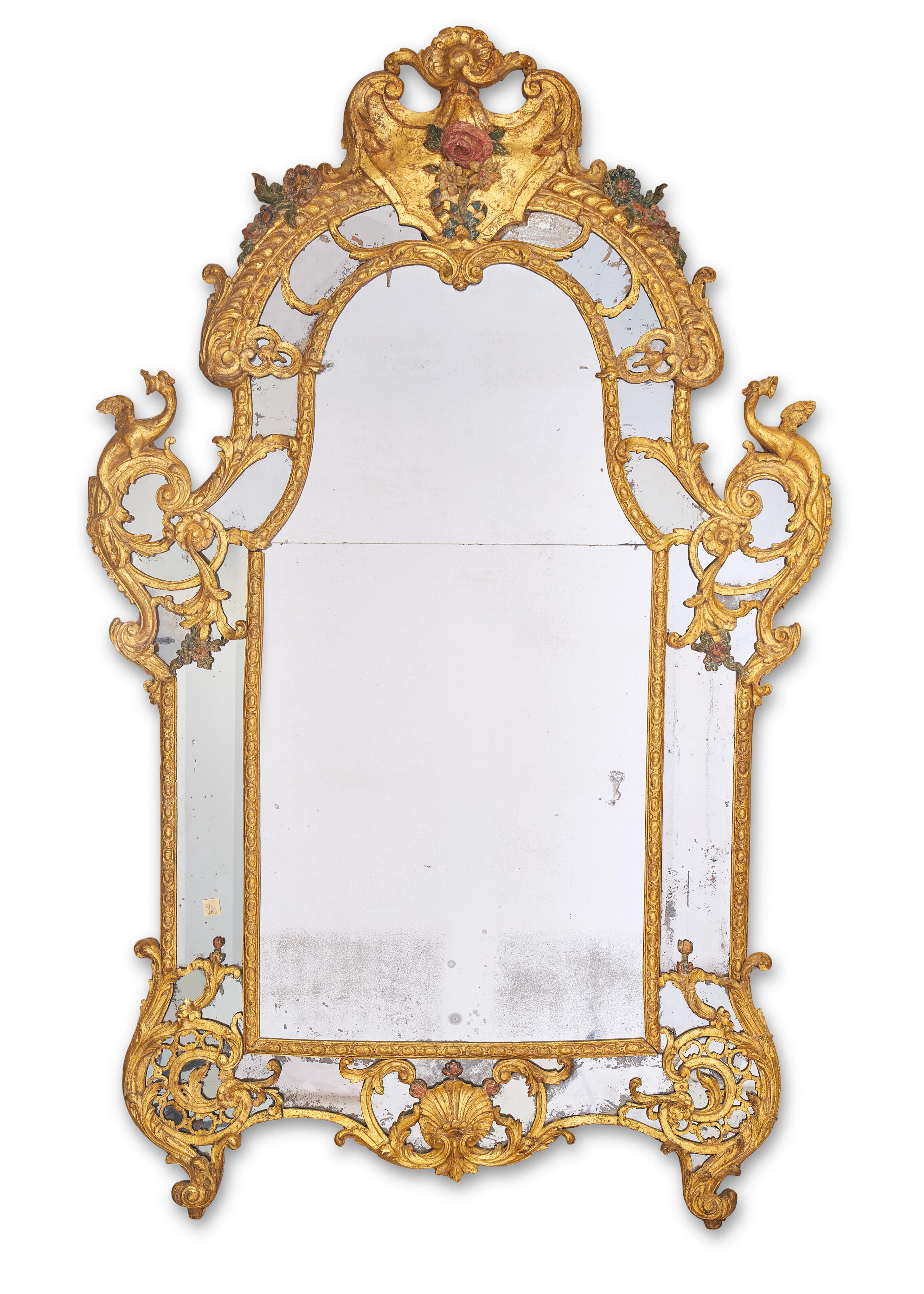 A French Giltwood and Polychrome-Painted Mirror