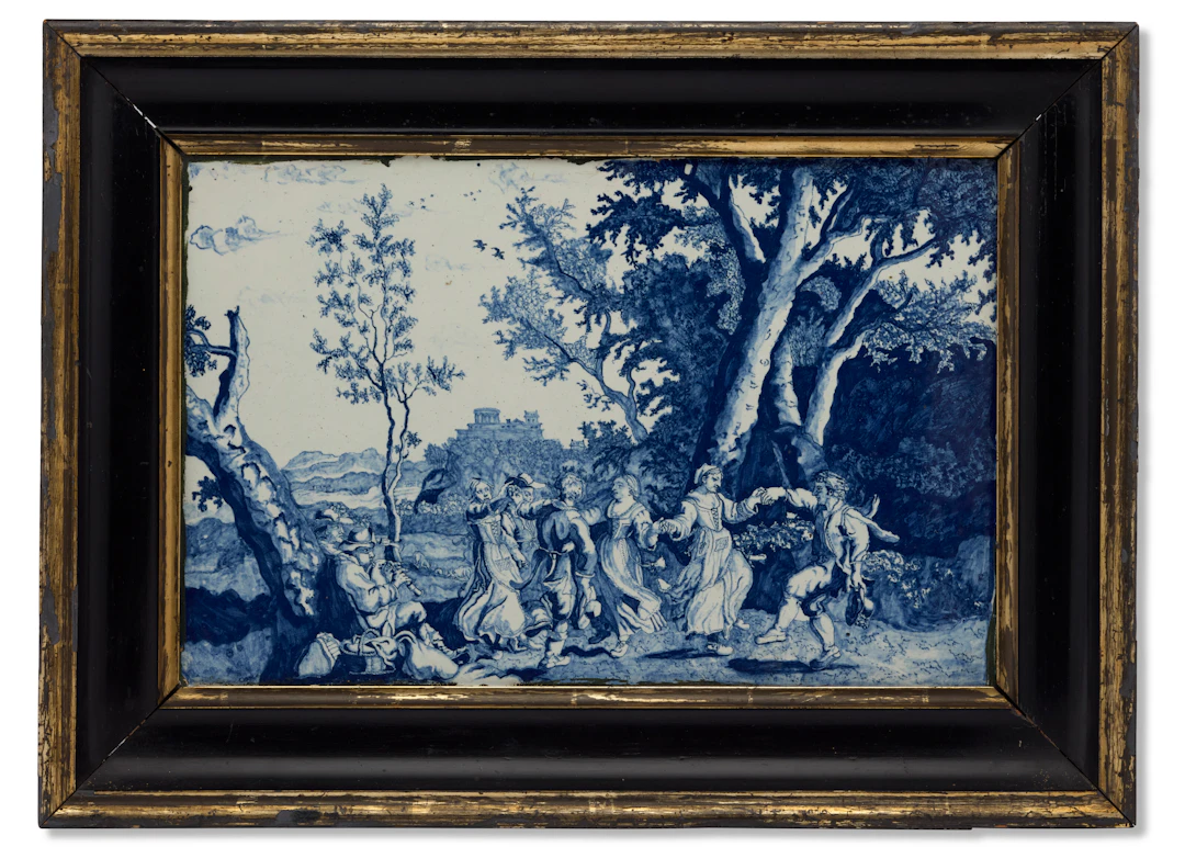 A Large Dutch Delft Blue and White Rectangular Plaque