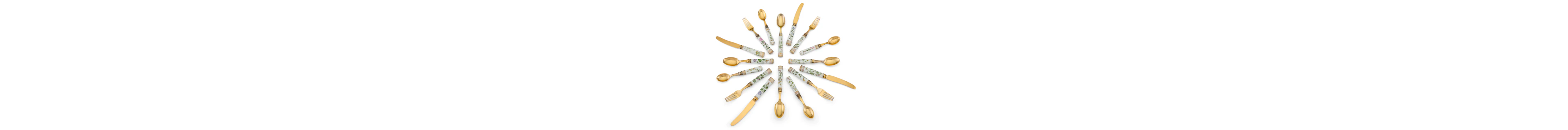 A Royal Copenhagen Porcelain 'Flora Danica' Silver-Gilt Mounted Flatware
