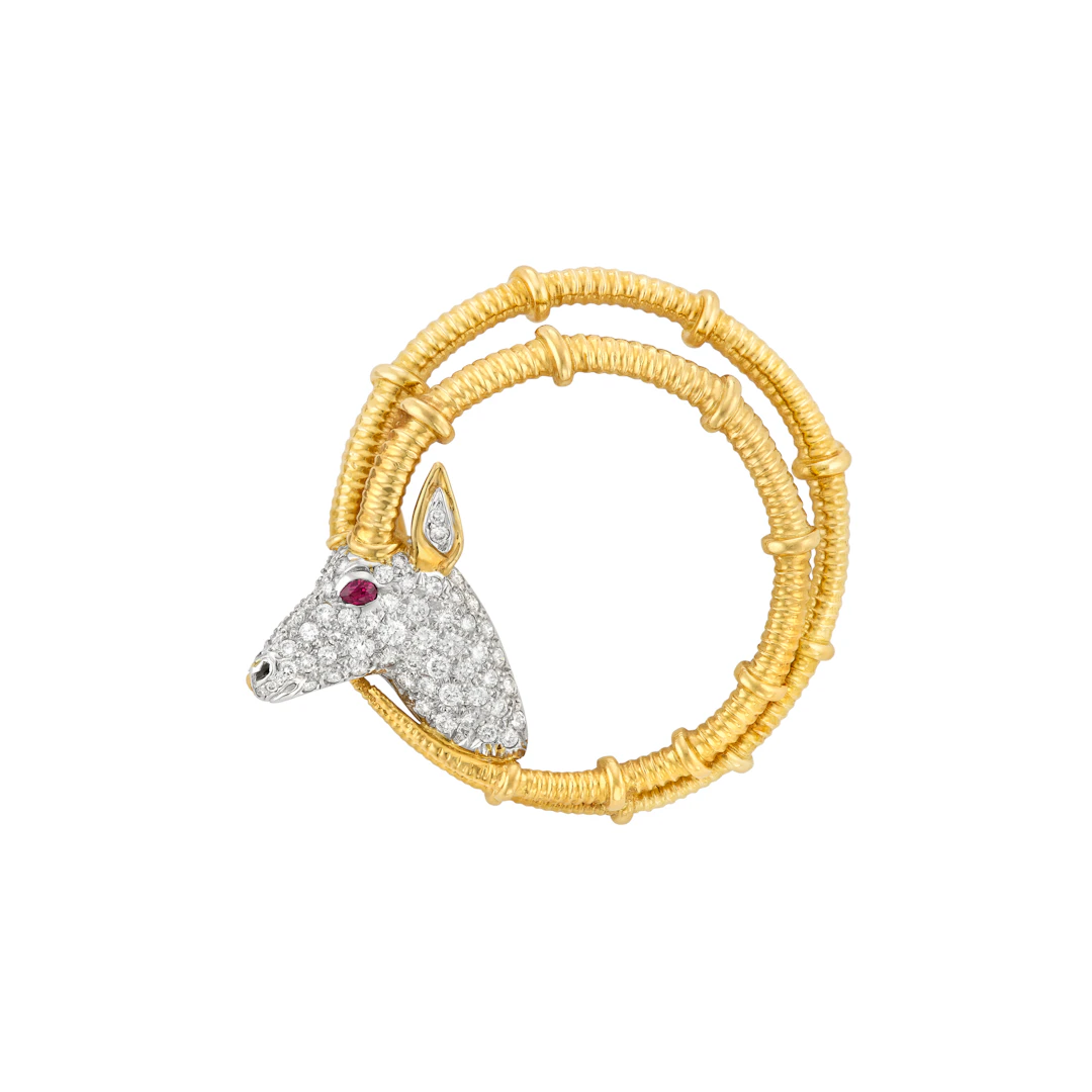 Tiffany & Co., Jean Schlumberger Diamond, Ruby and Gold 'Ibex' Brooch