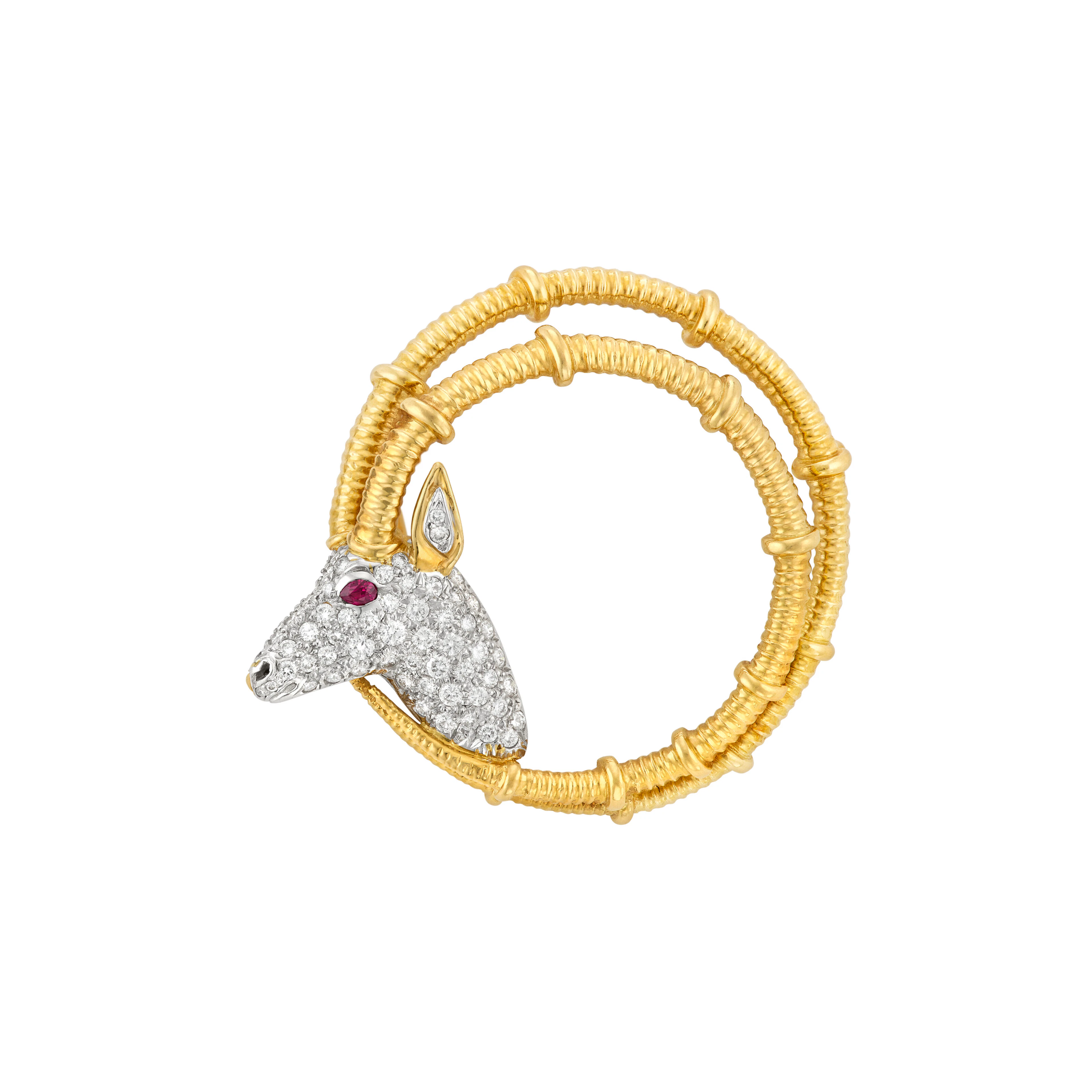 Tiffany & Co., Jean Schlumberger Diamond, Ruby and Gold 'Ibex' Brooch